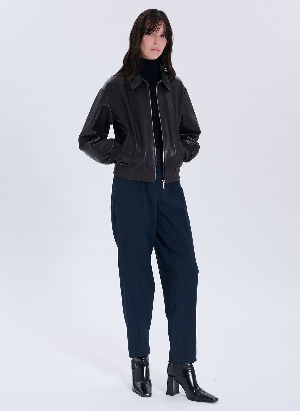 High-waisted straight-leg tailored trousers ZAPA Blue