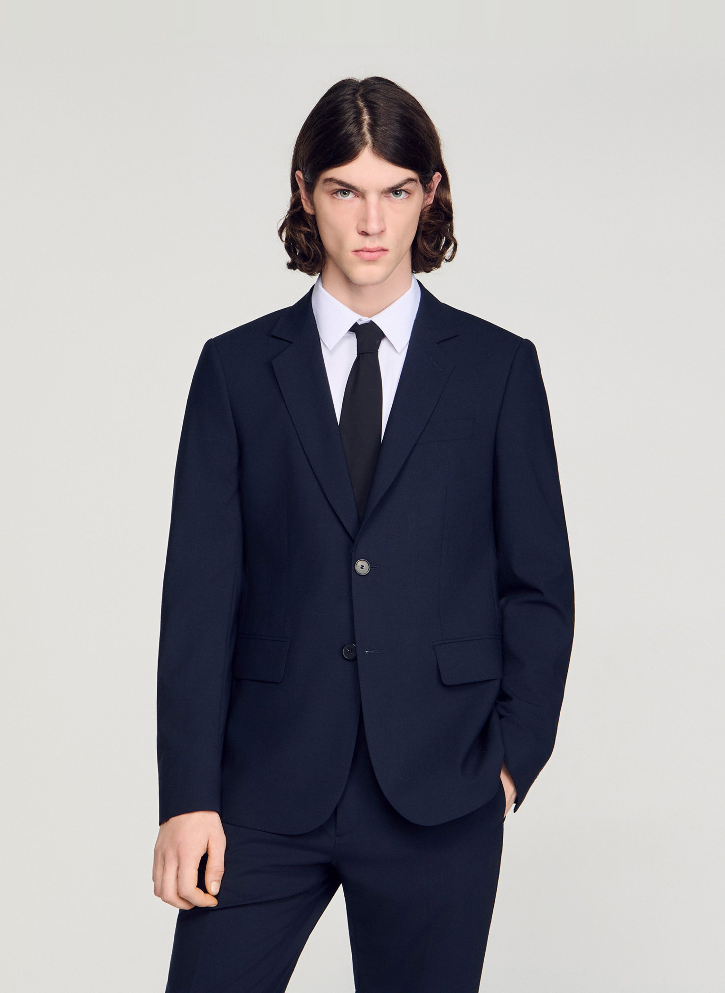 Rechte blazer | wolblend SANDRO Blauw