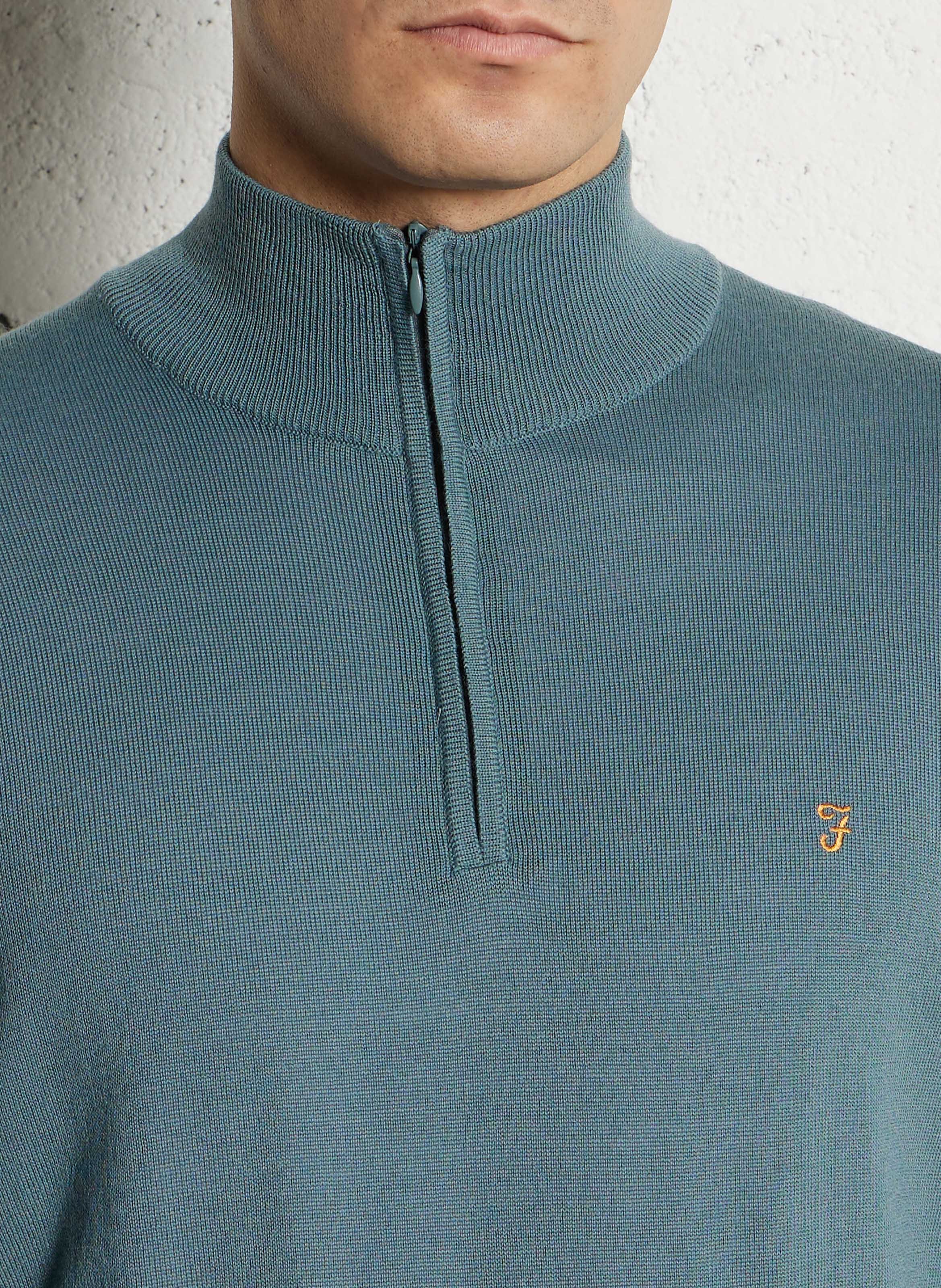 Pull col camionneur en laine regular fit FARAH Bleu