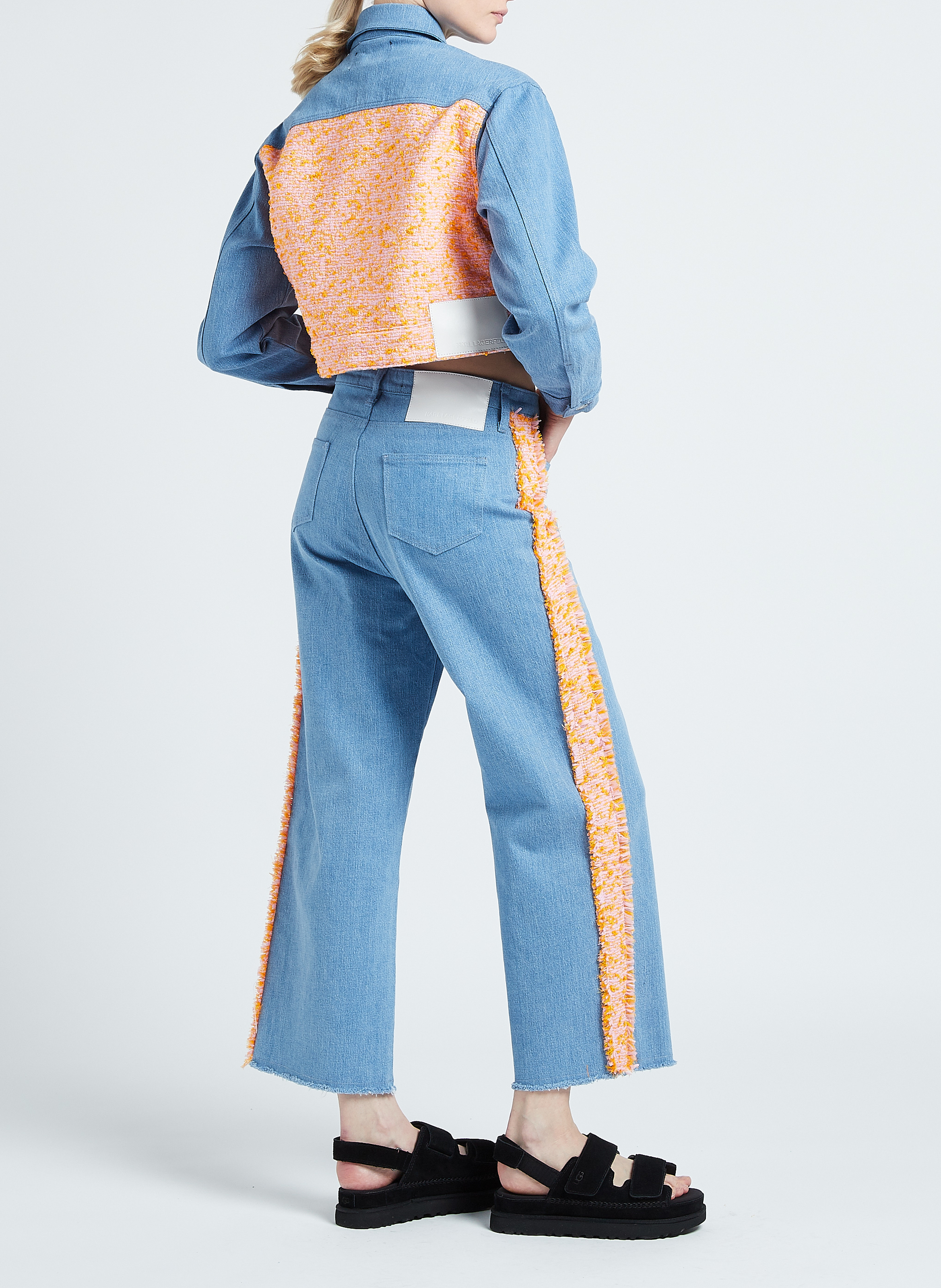 Rechte jeans van bouclé uit stretchkatoen KARL LAGERFELD Blauw