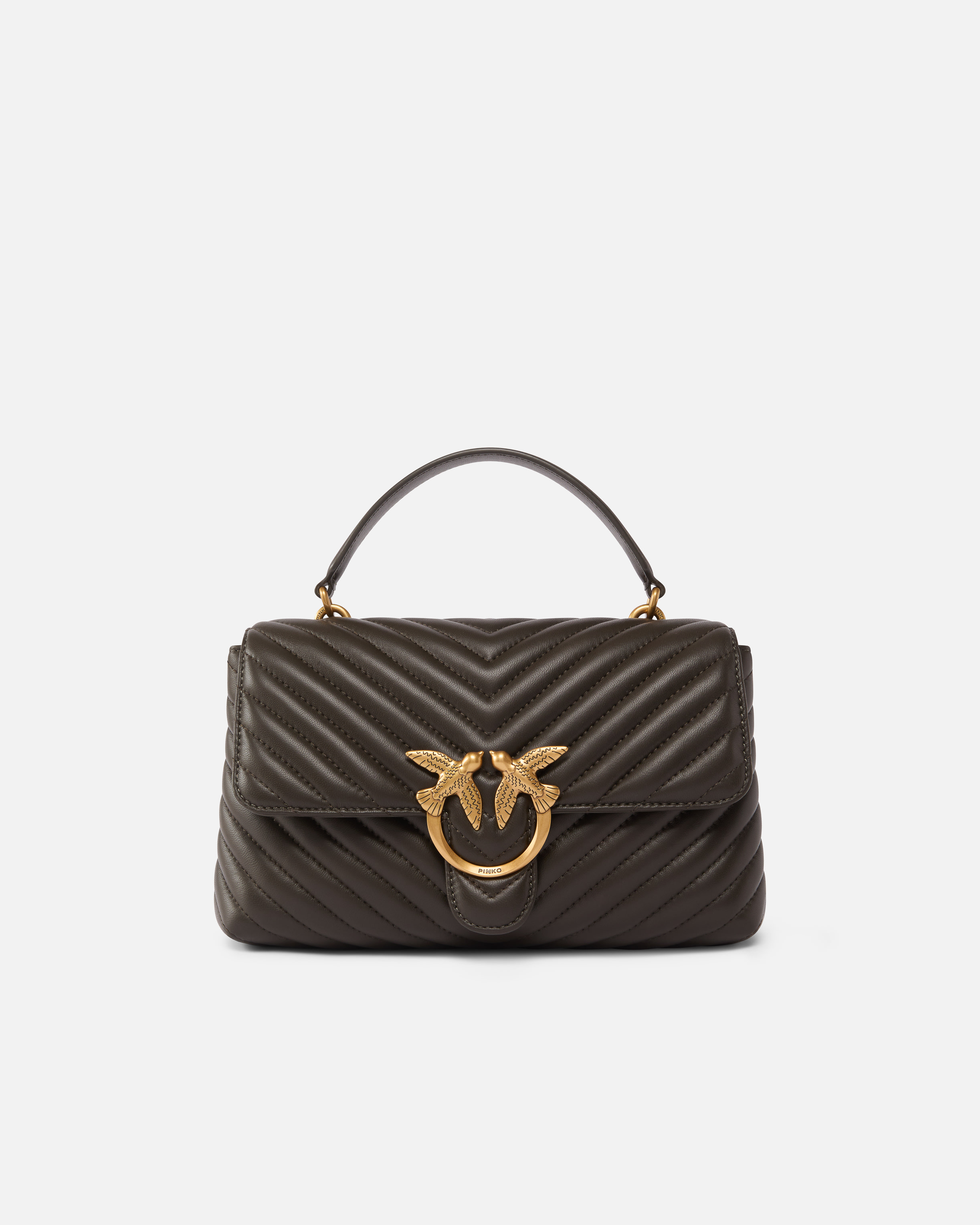 Sac à main moyen love bag puff chevron en cuir nappa PINKO Vert