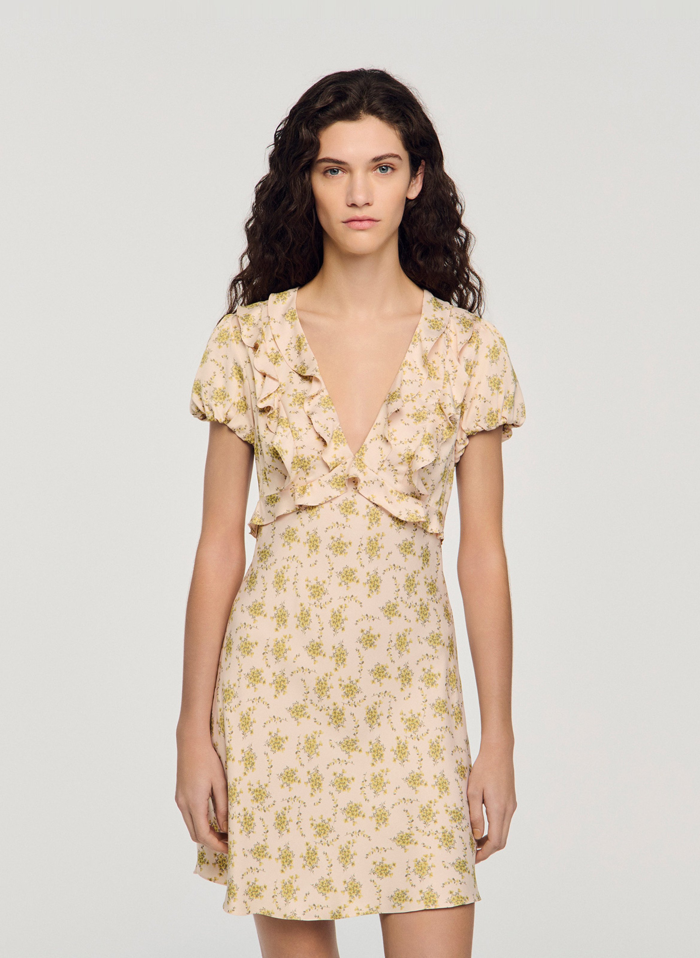 Robe courte à imprimé floral SANDRO Rose