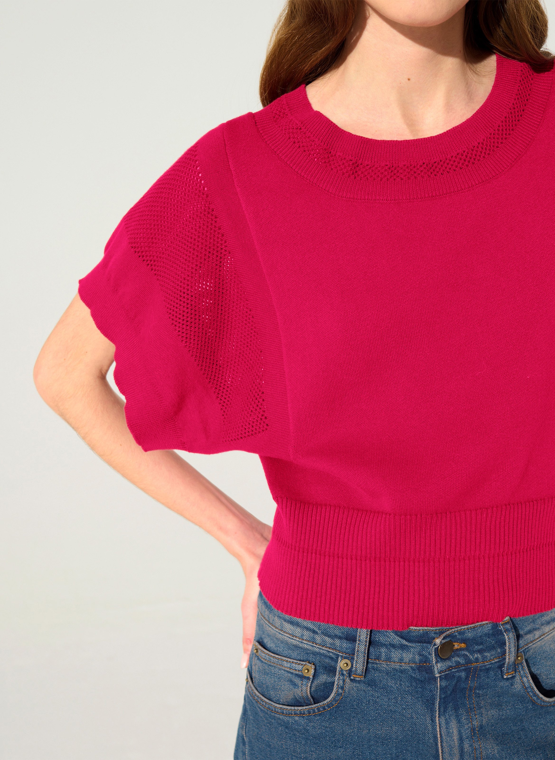 Kurzer Rundhalsausschnitt-Pullover COTELAC Rot