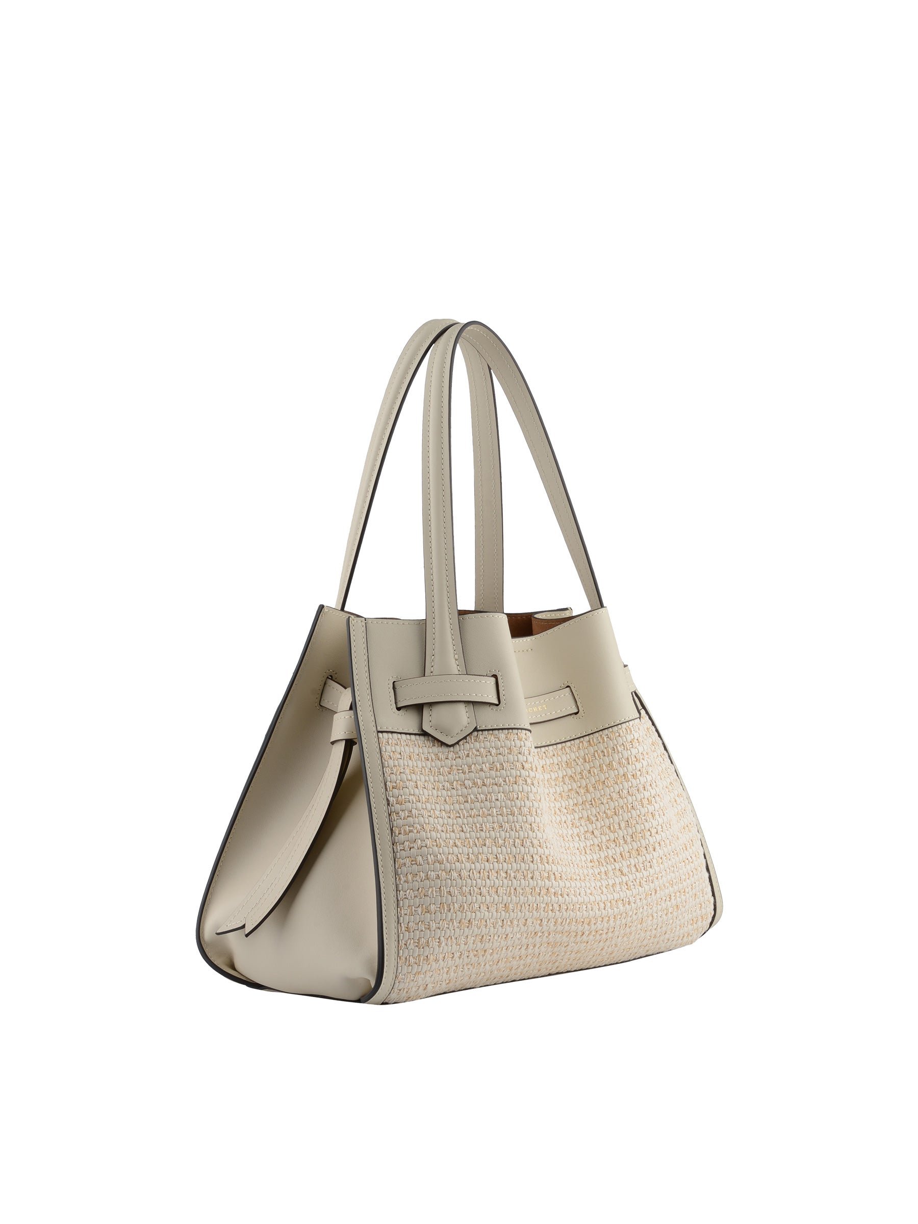 Calfskin leather handbag POURCHET Beige