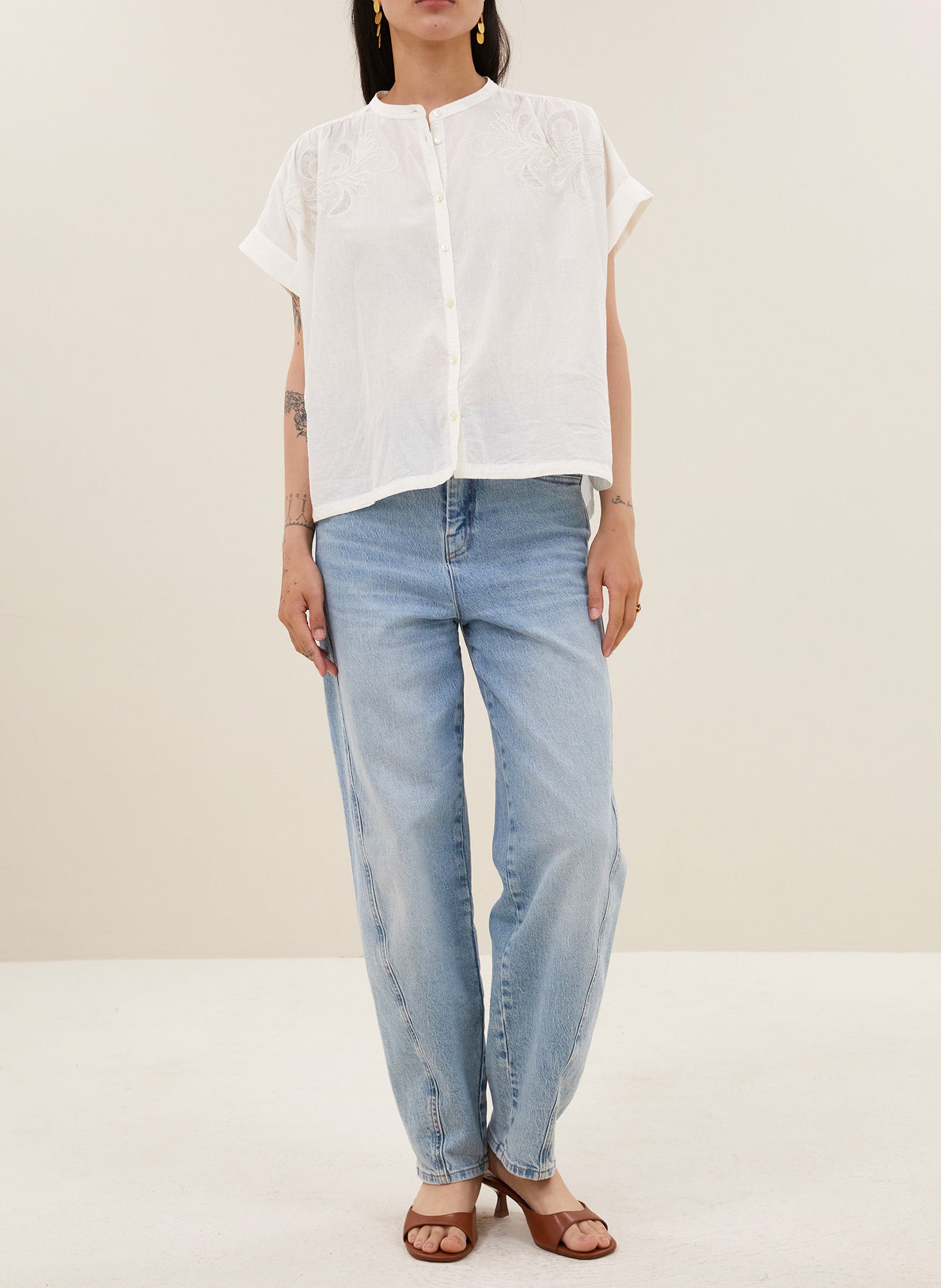 Oversized organic cotton shirt BY BAR White