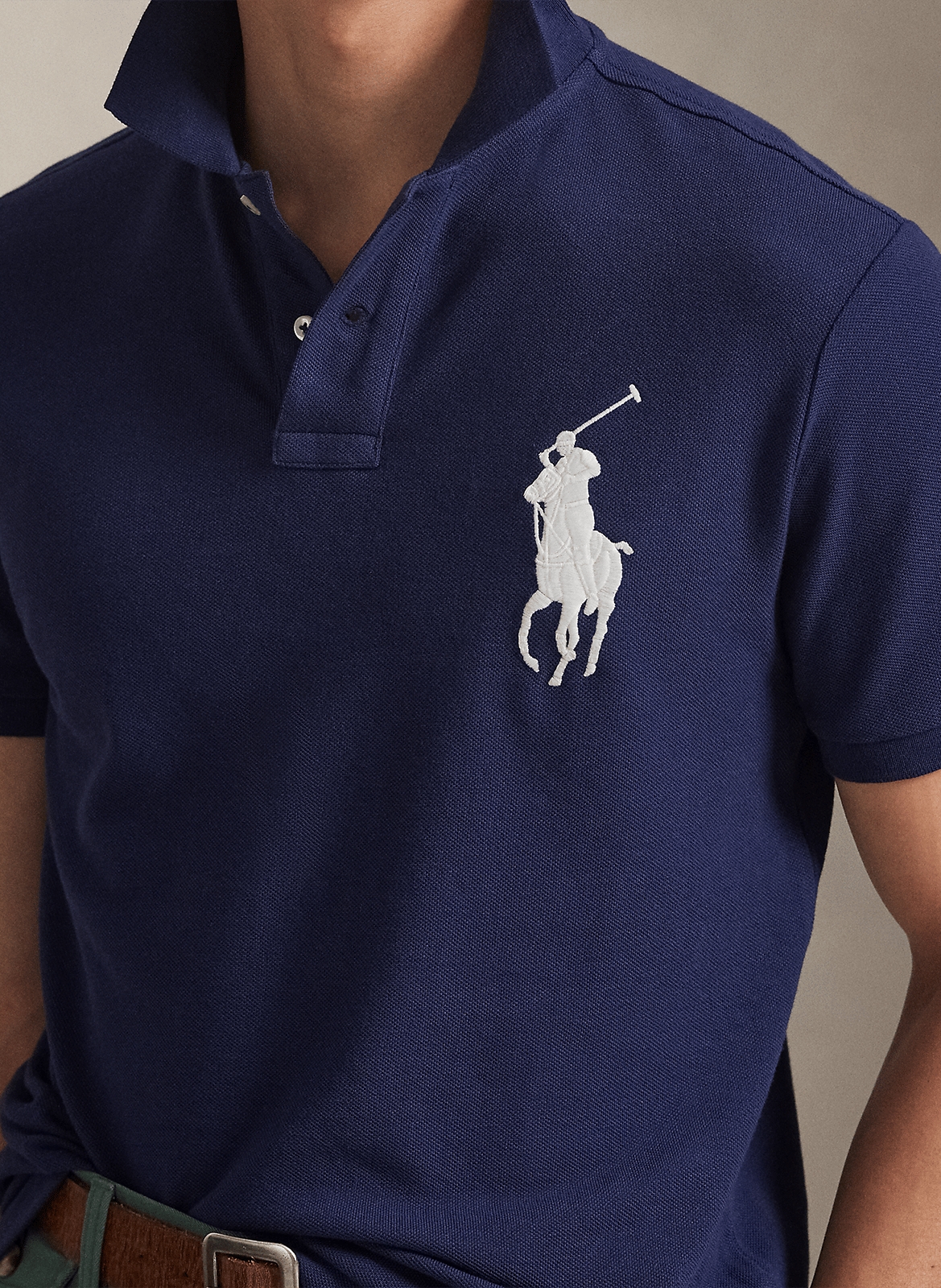 Slim fit polo met geborduurd logo van katoen POLO RALPH LAUREN Blauw