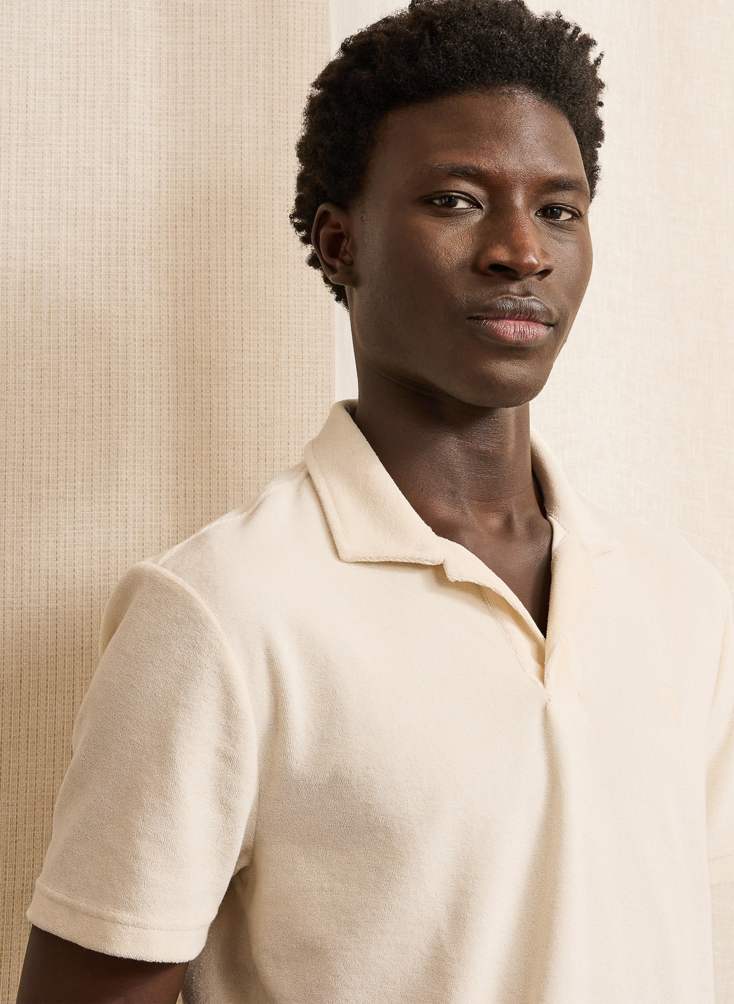 Polo droit en coton mélangé FAGUO Beige