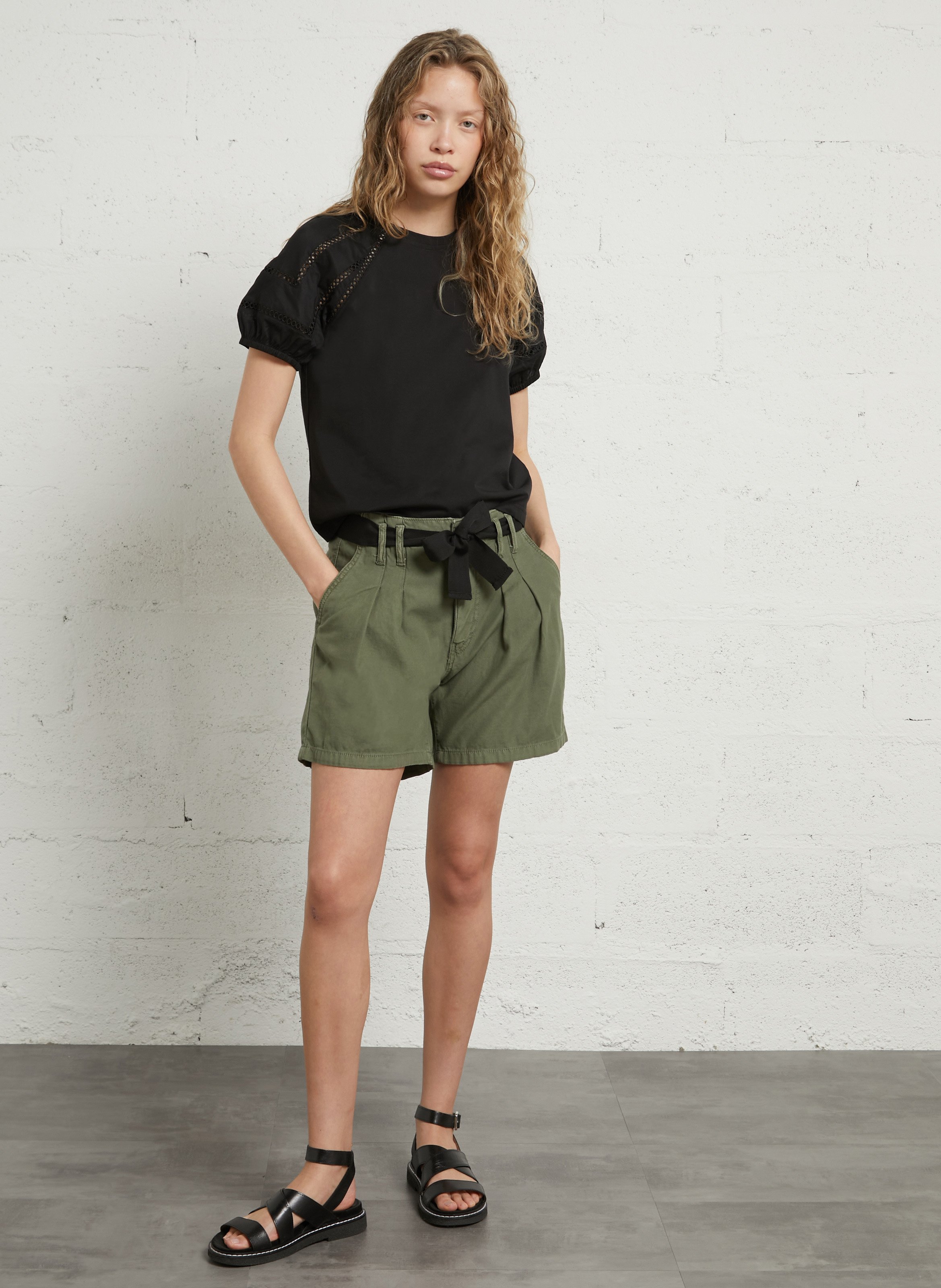 Gerade geschnittenes Top aus Baumwoll-Mix MAISON 123 Schwarz