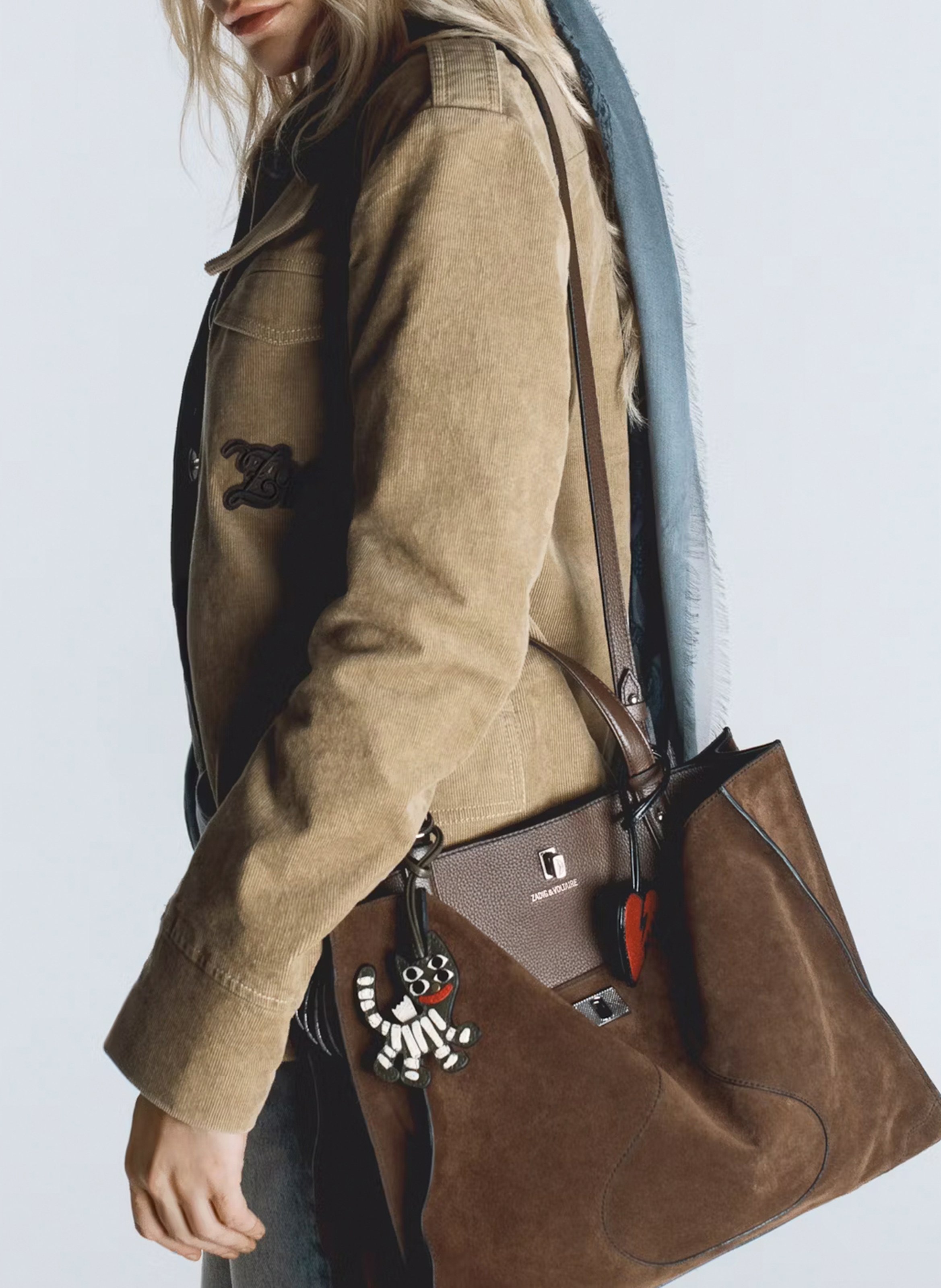 Sac cabas rectangle en cuir suédé ZADIG&VOLTAIRE Marron