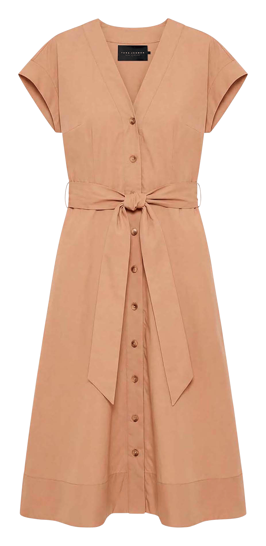 Robe midi col V en coton TARA JARMON Marron