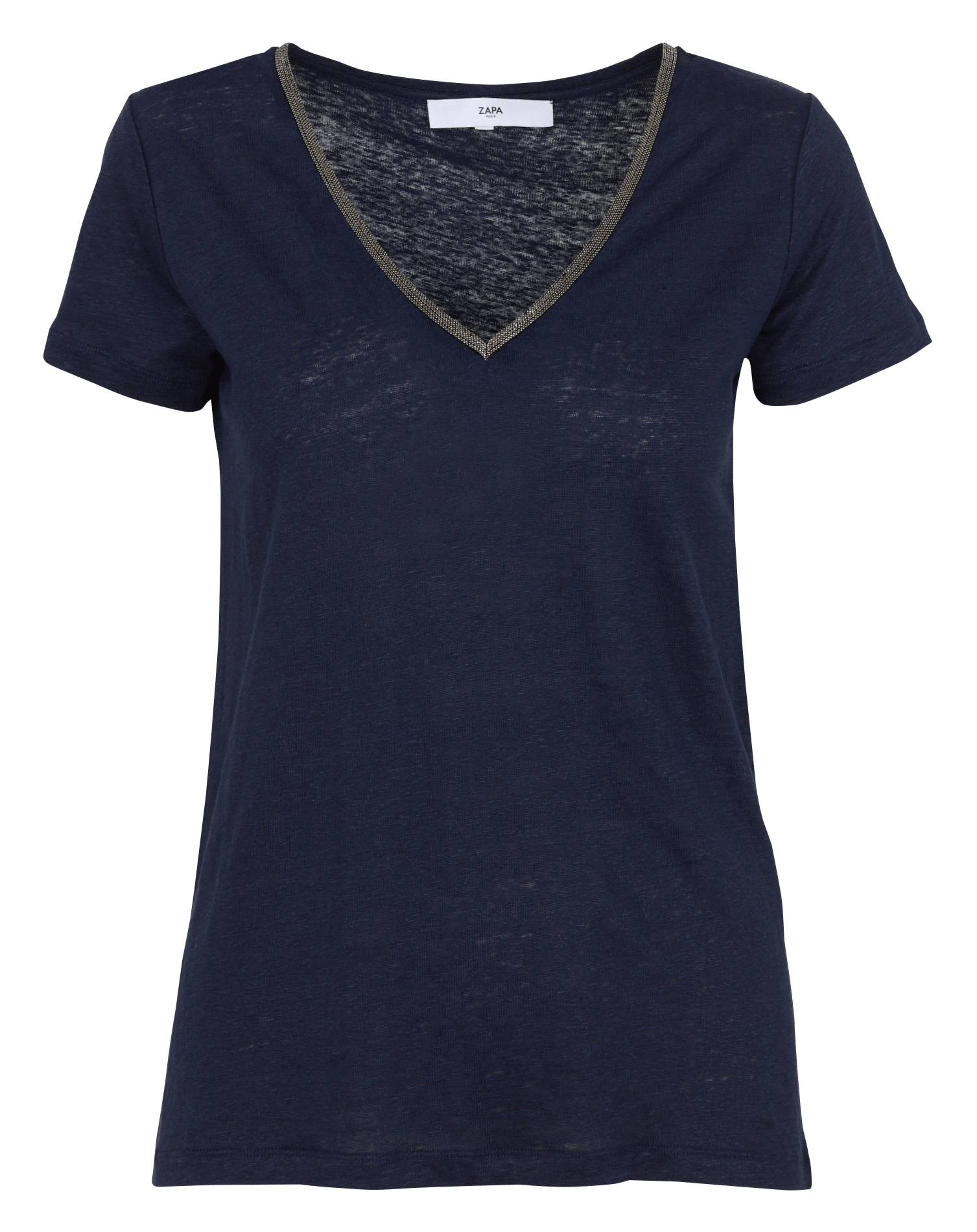 Tee-shirt col v en lin ZAPA Bleu