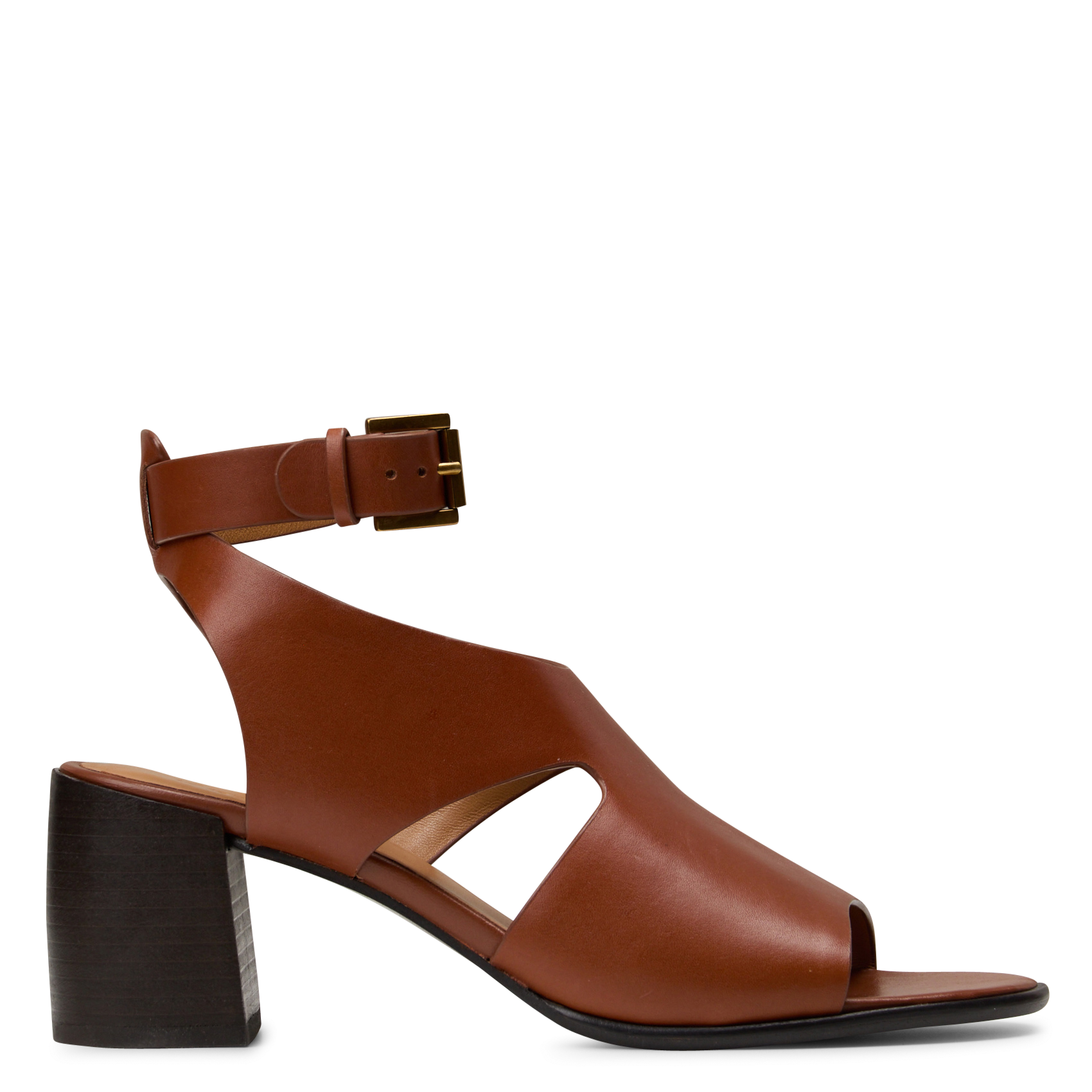 Sandales à talons unies en cuir COTELAC Marron