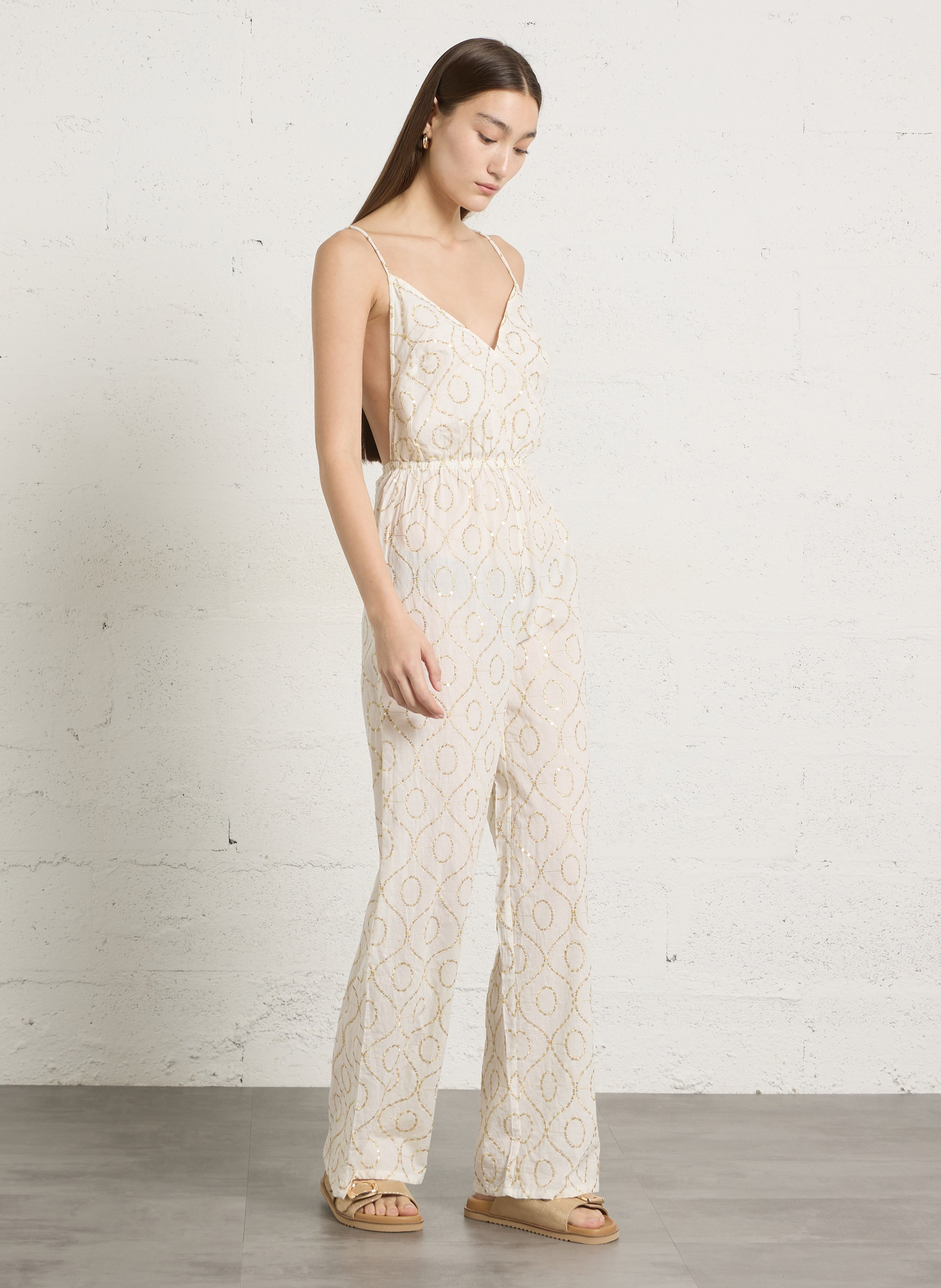 Combinaison col V en coton brodé SUNDRESS Multicolore