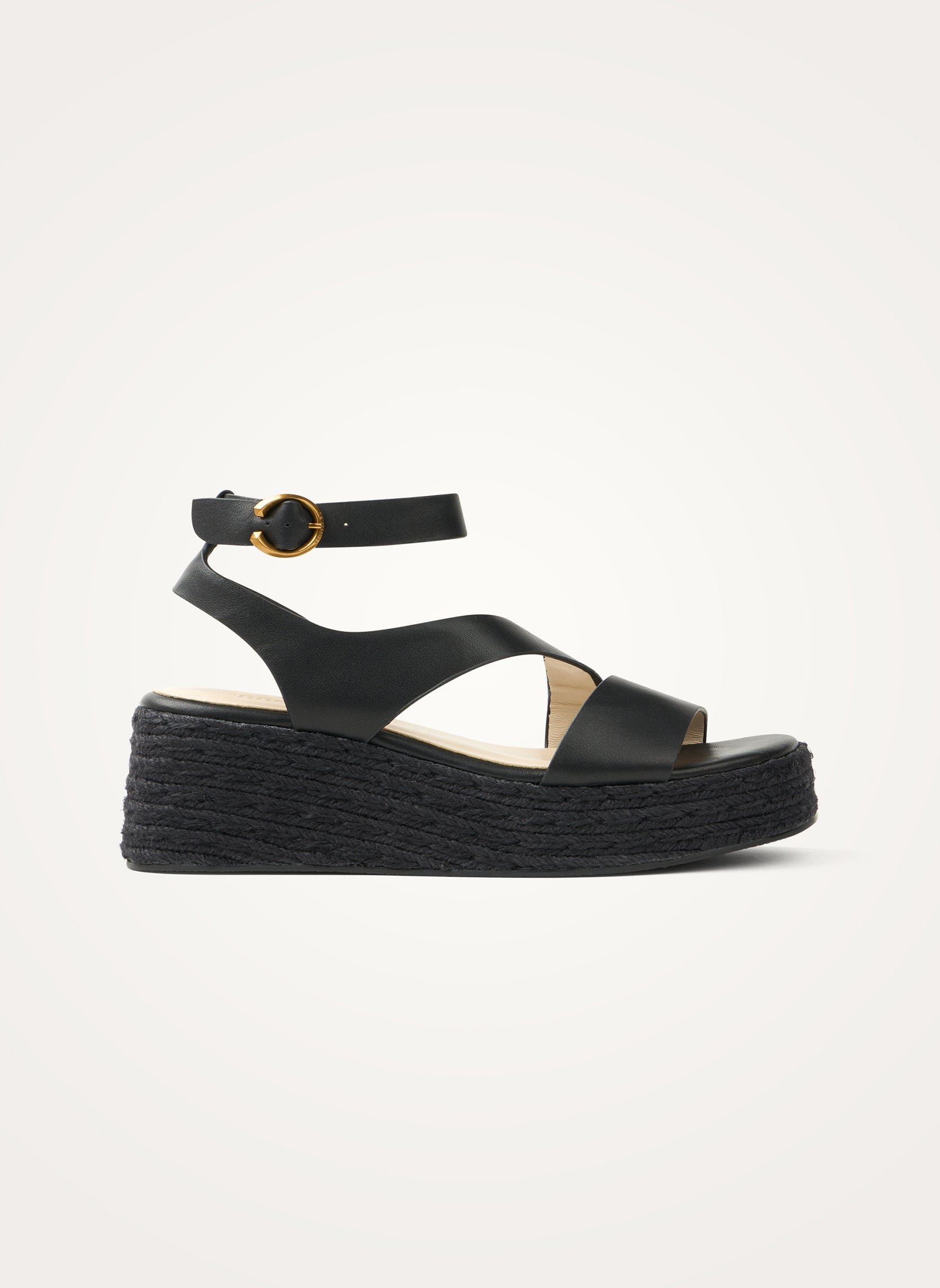 Platform sandals in metallic effect leather with strap VANESSA WU Black