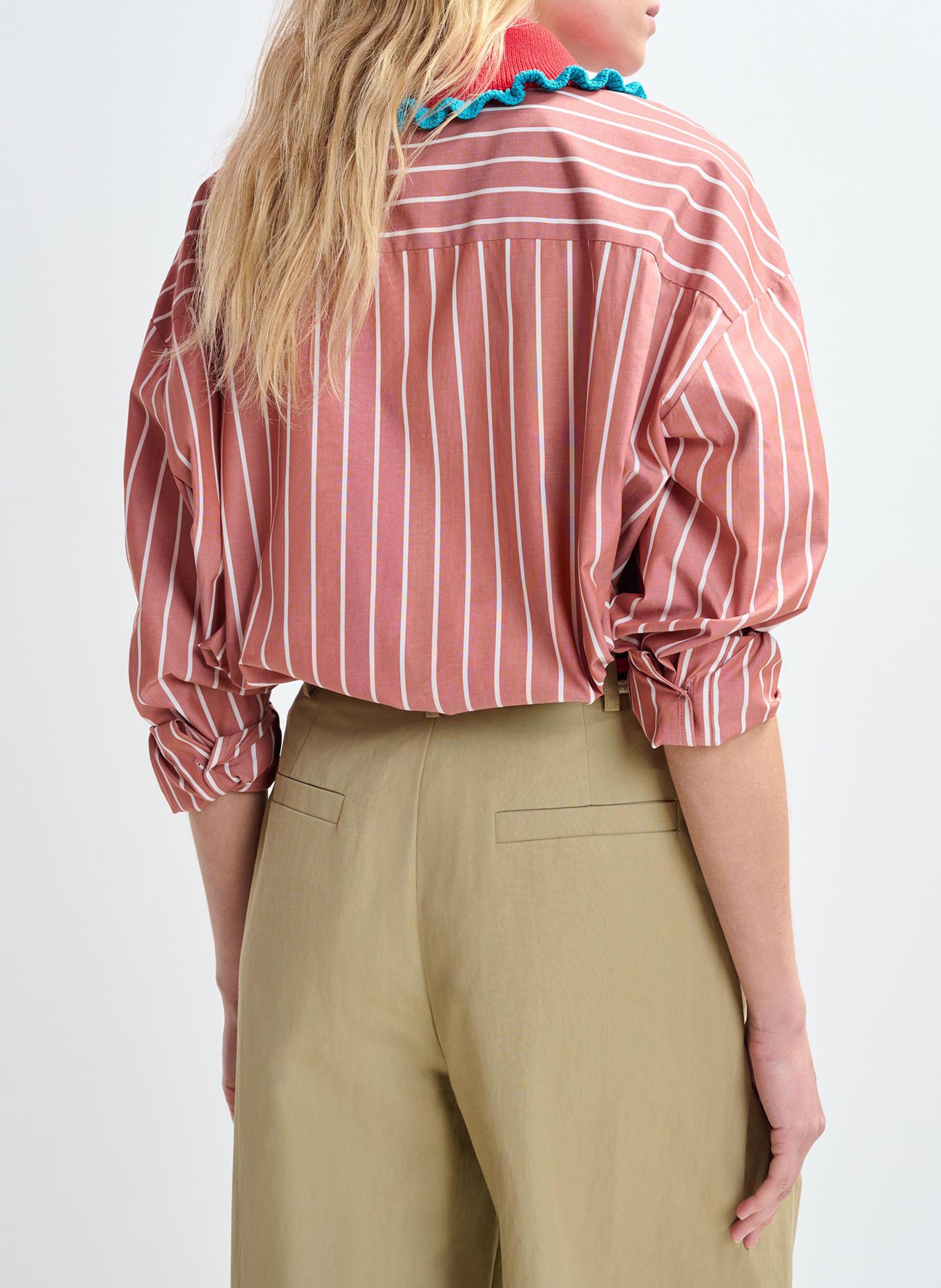 Chemise oversize col classique en coton rayé ESSENTIEL ANTWERP Orange