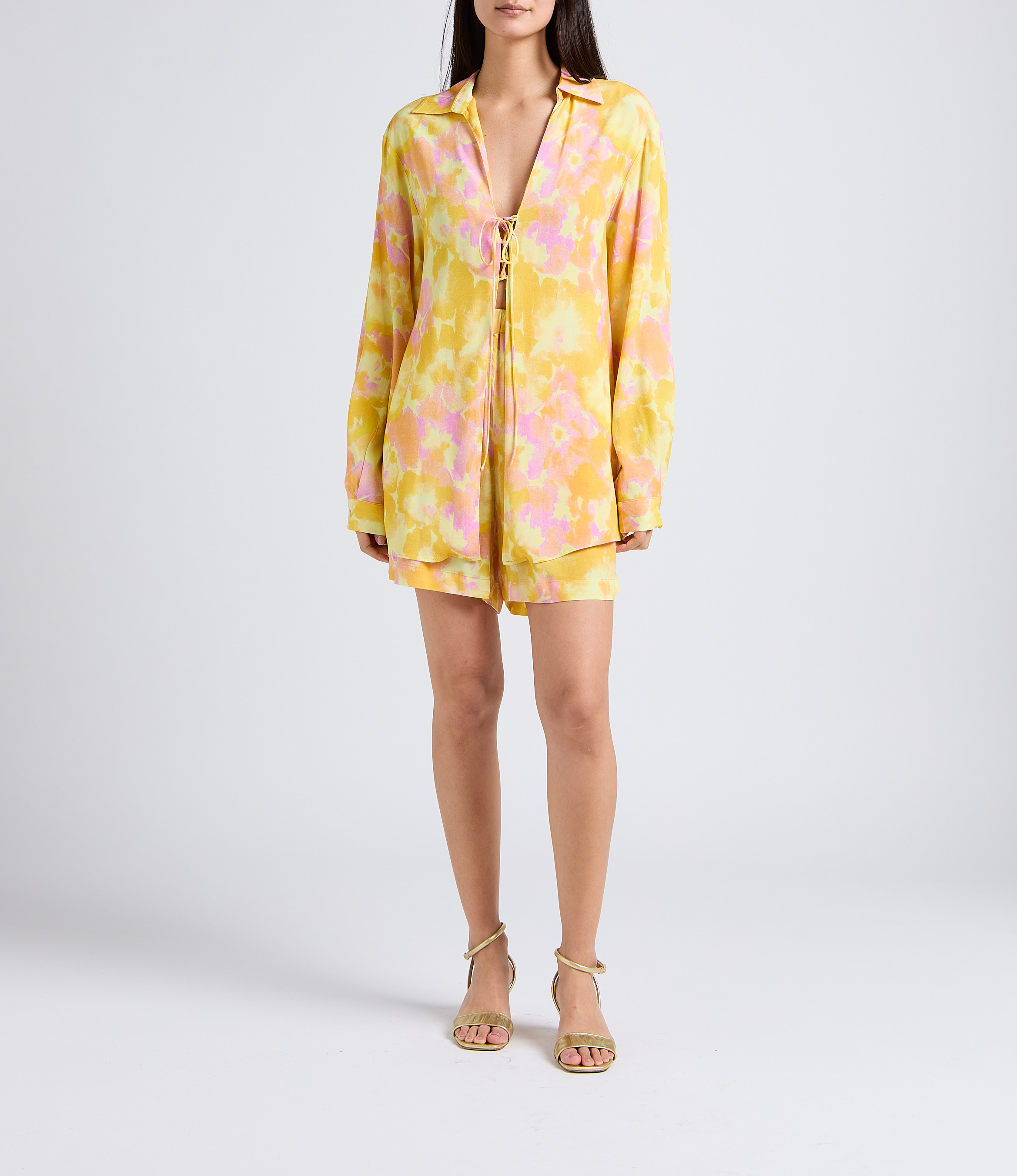 Oversized printed blouse with lapels THE NEW SOCIETY Multicolored