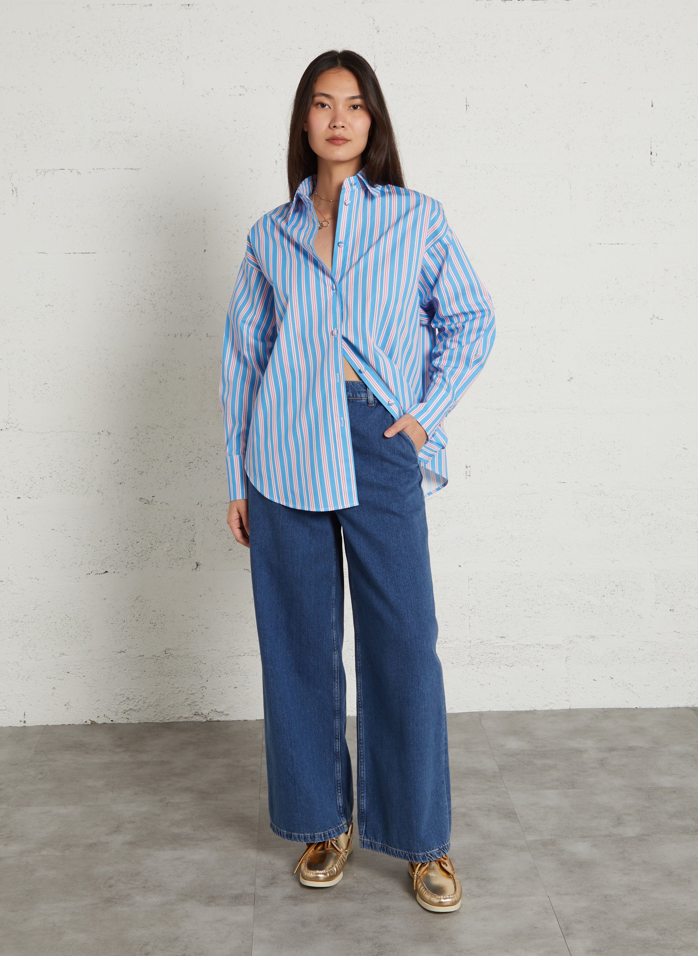 Chemise ample boutonnée à rayures ELISE CHALMIN Multicolore