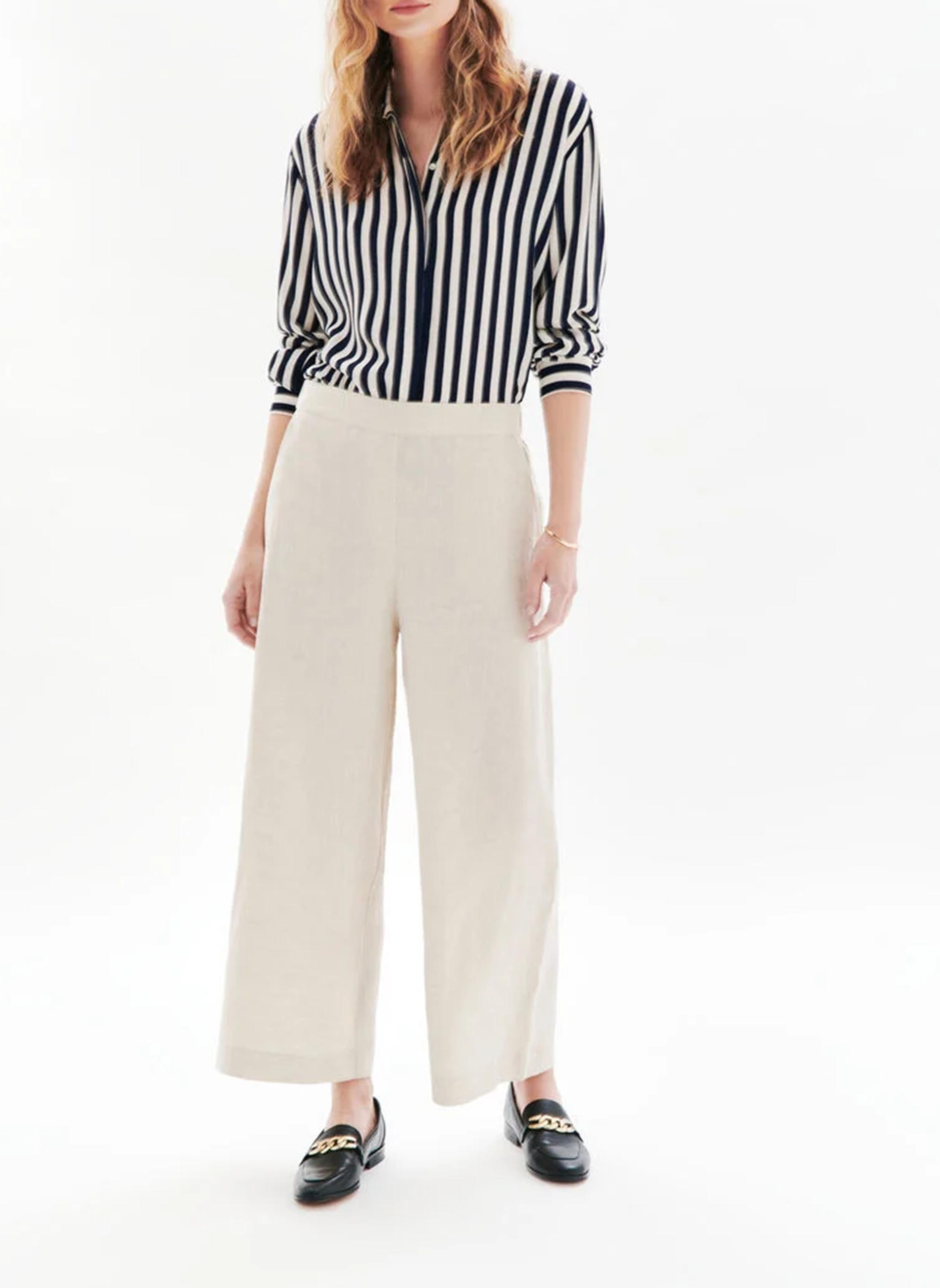 Weite Taillenhose aus Leinen CAROLL Beige