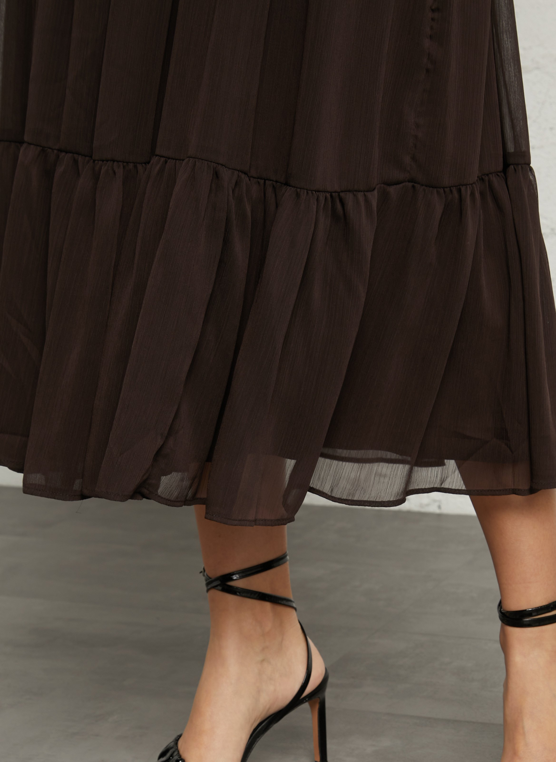 Robe longue col rond  SUD EXPRESS Marron
