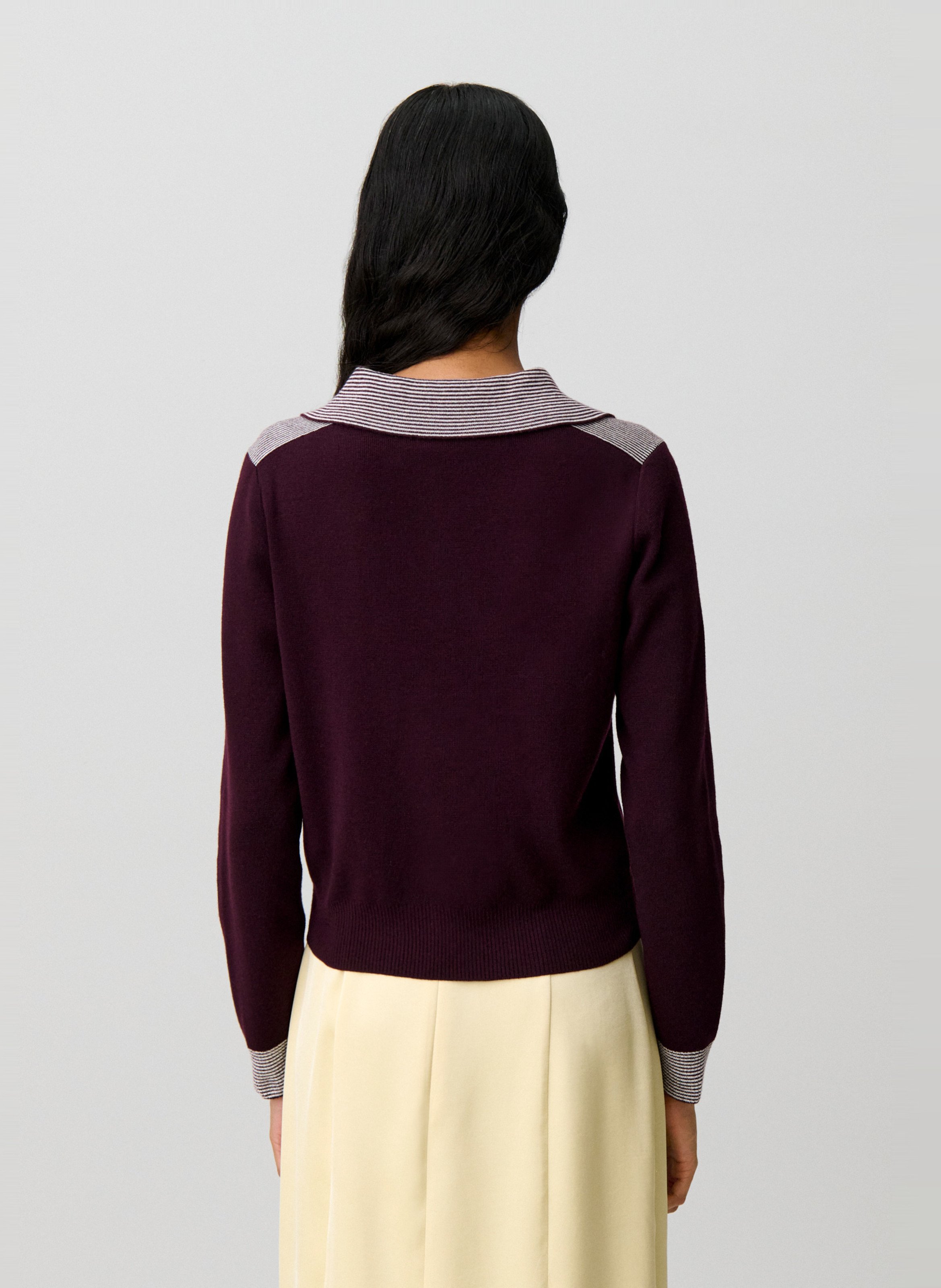 Cardigan col classique en laine mélangée CLAUDIE PIERLOT Prune