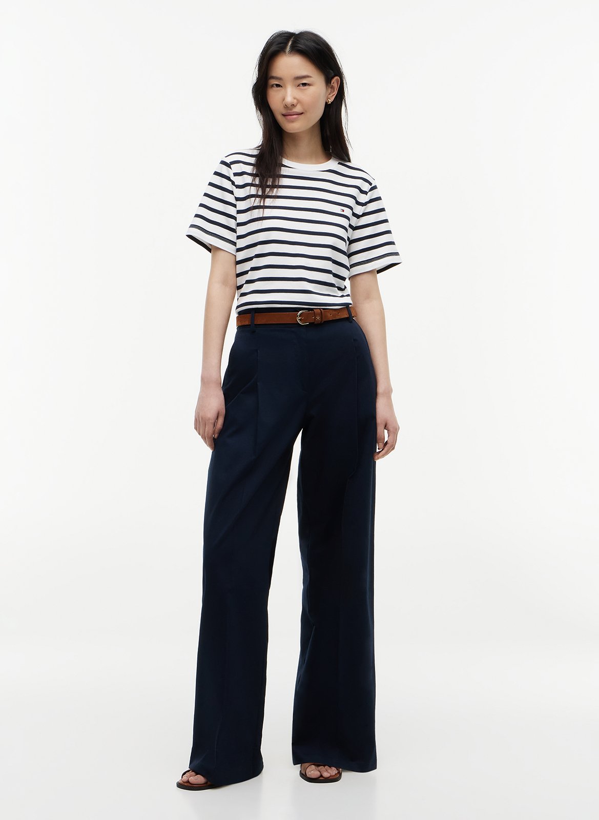 Straight pleated cotton pants TOMMY HILFIGER Blue