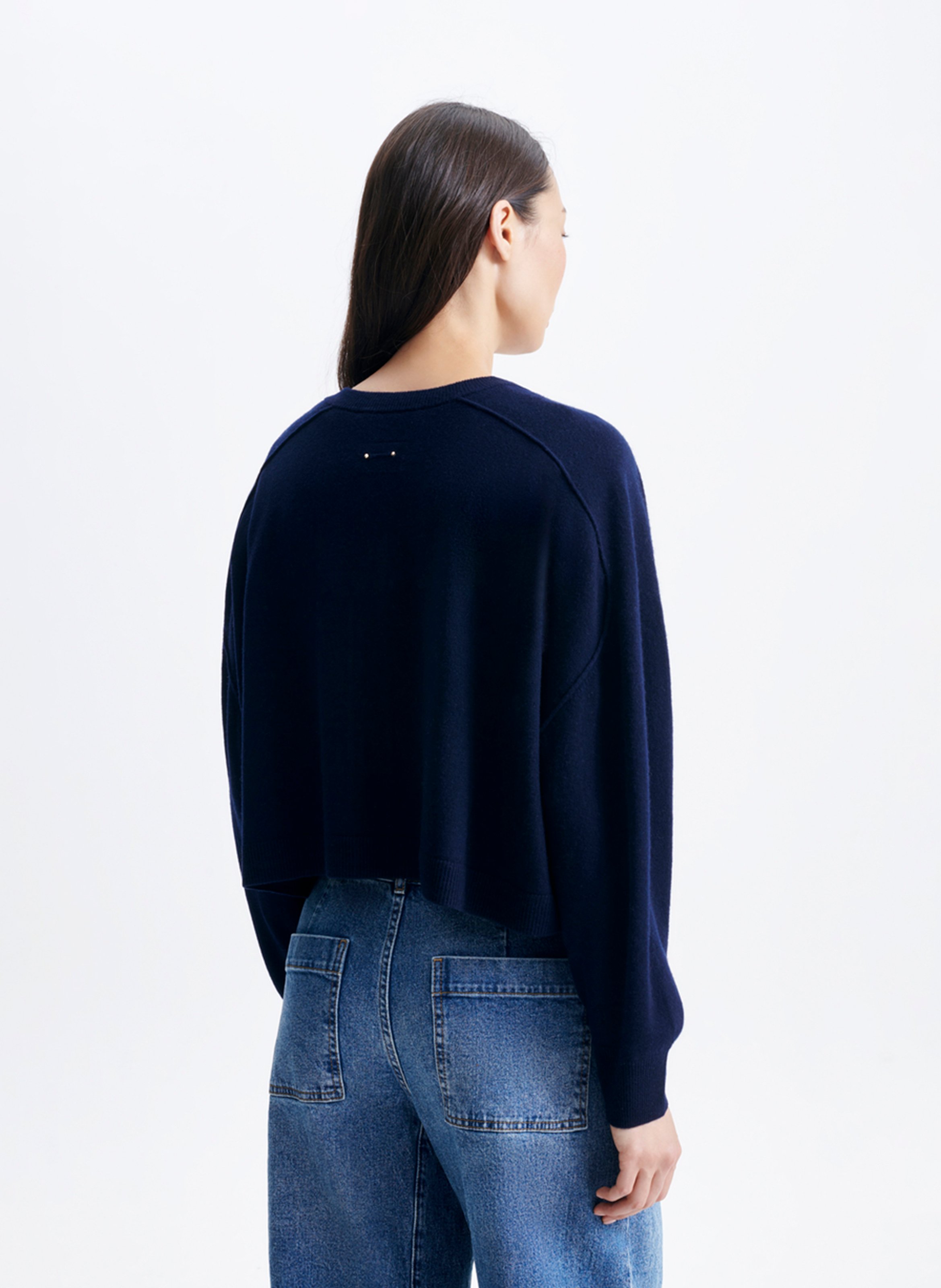 Ruime ronde hals cardigan in wol VANESSA BRUNO Blauw