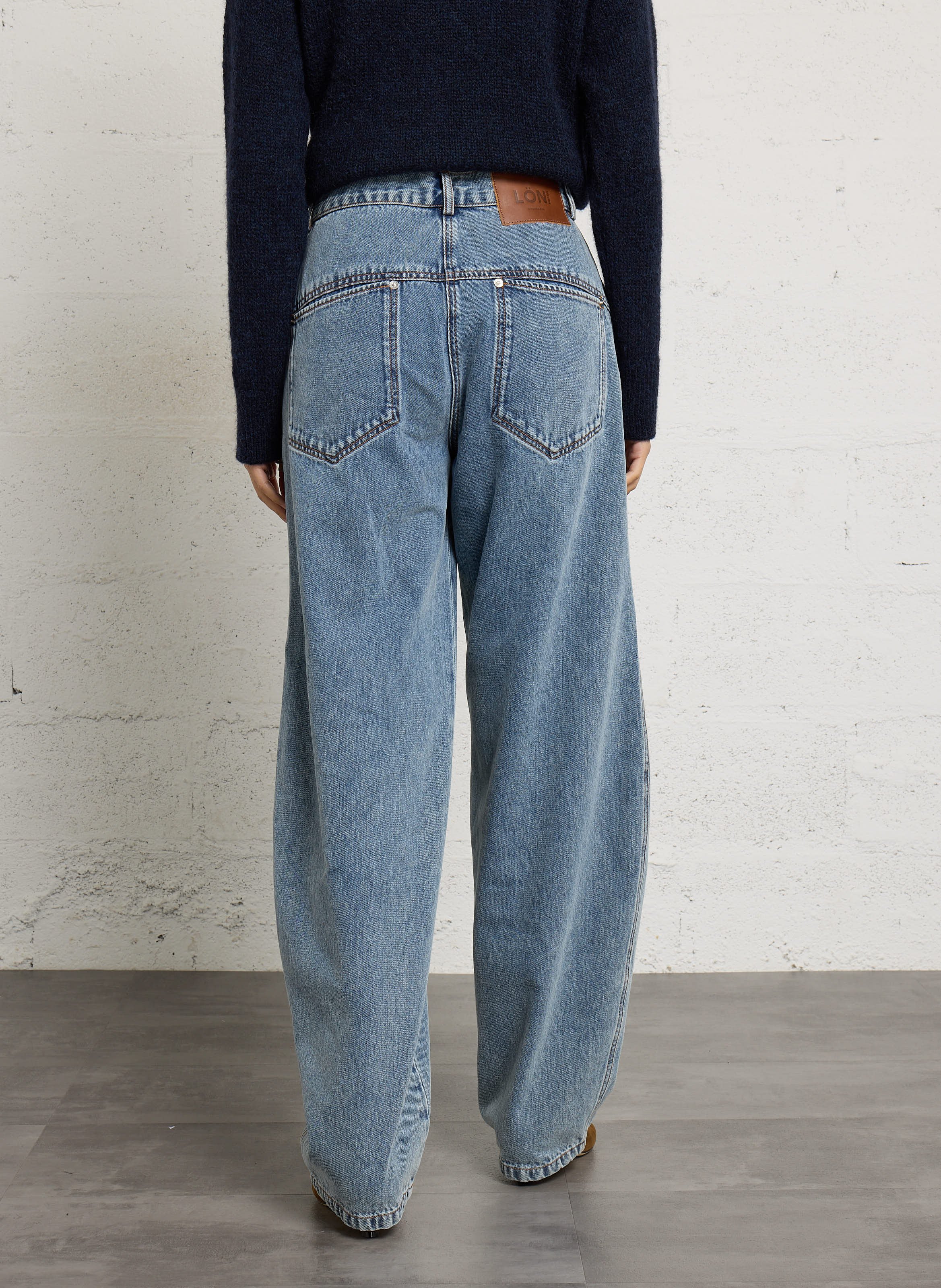 Katoenen mom-fit jeans met hoge taille MARGAUX LONNBERG Blauw