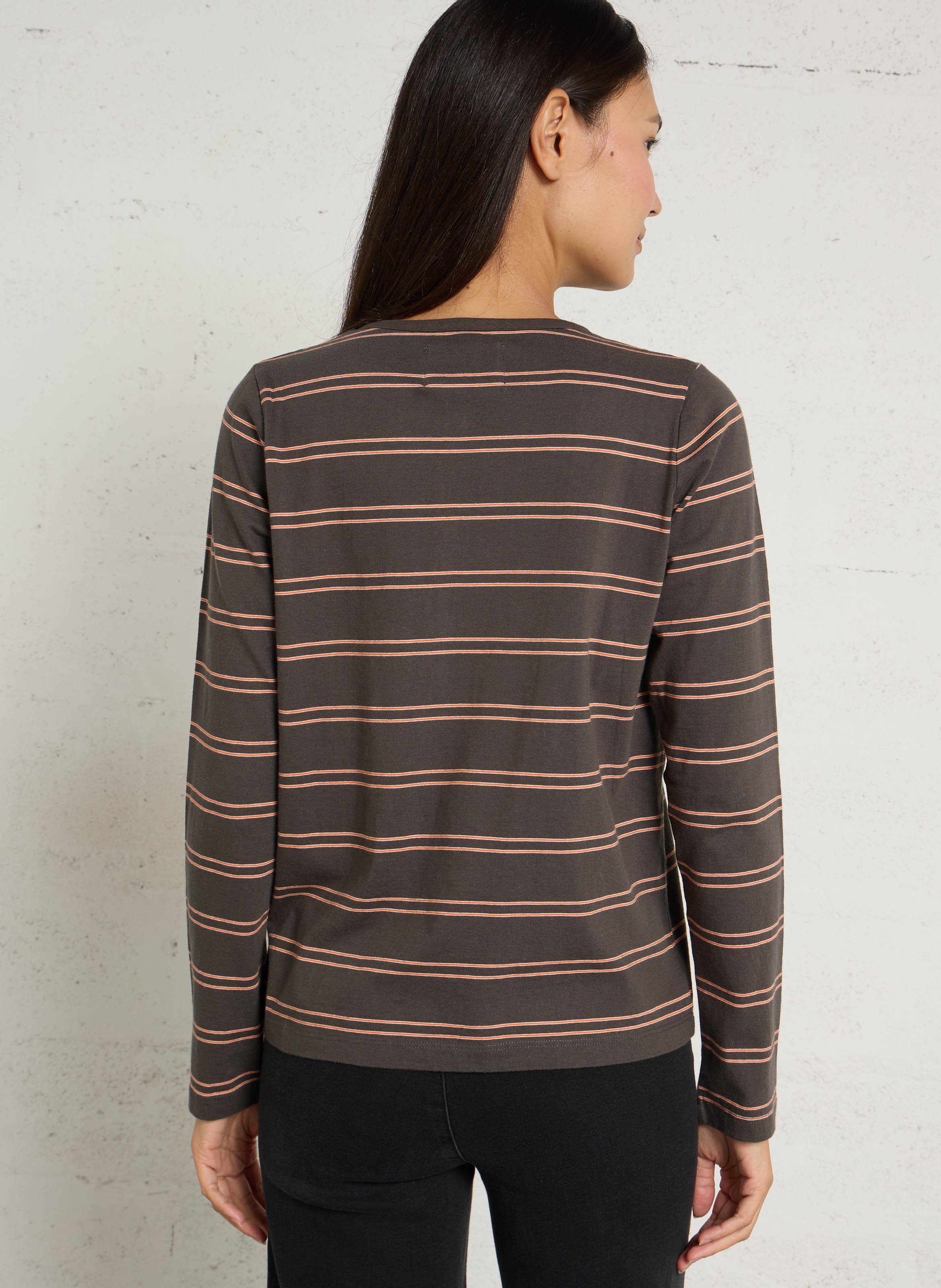 Striped organic cotton T-shirt LEON & HARPER Grey
