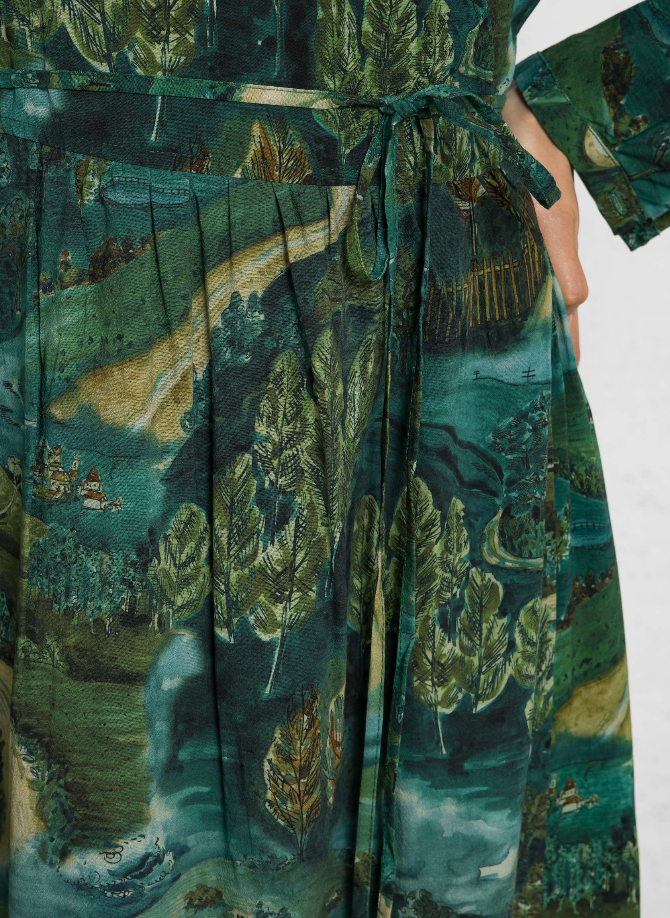 Robe longue ceinturée imprimée NICE THINGS Vert