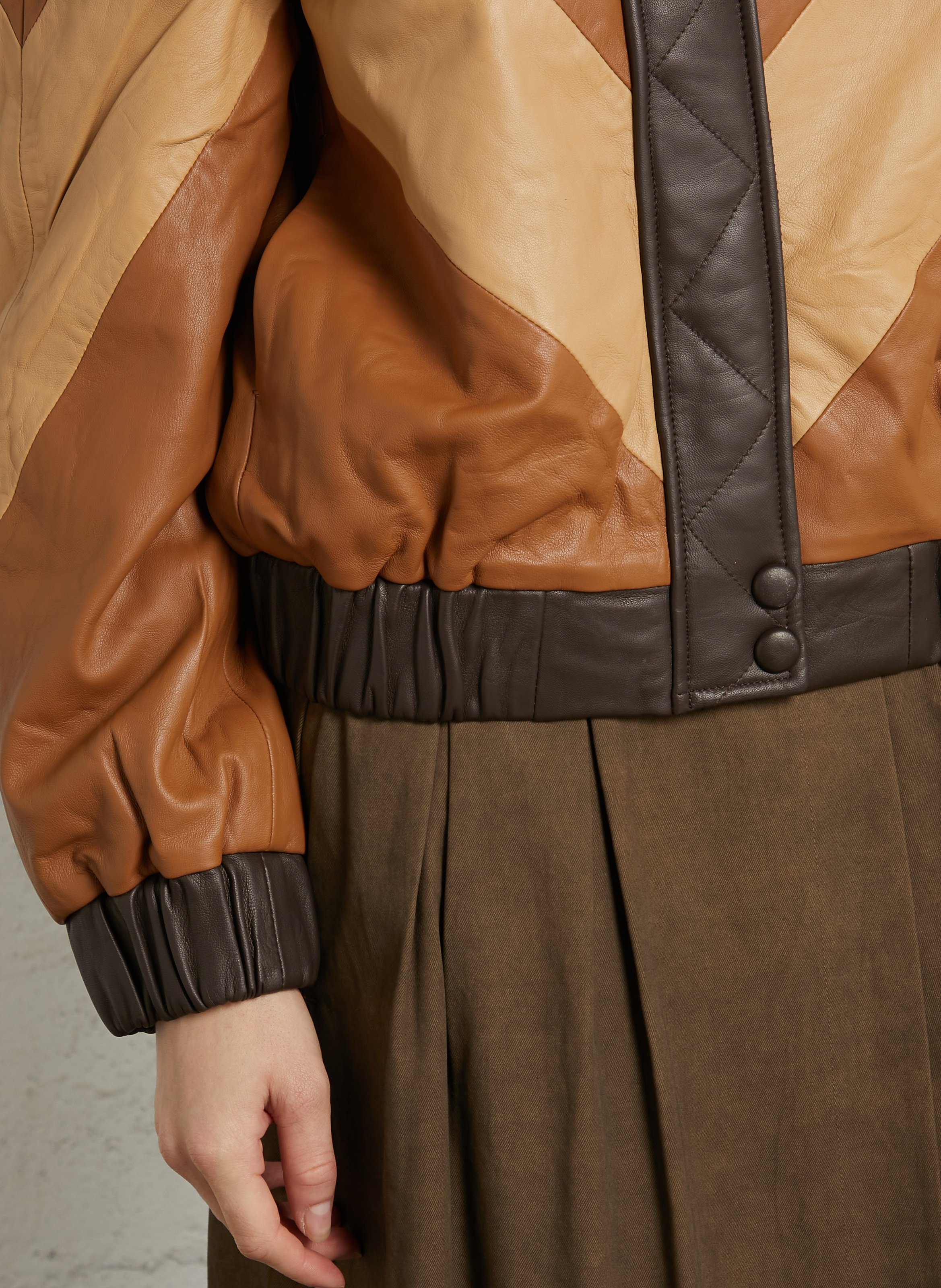 Oversized, leren jasje STELLA NOVA Bruin