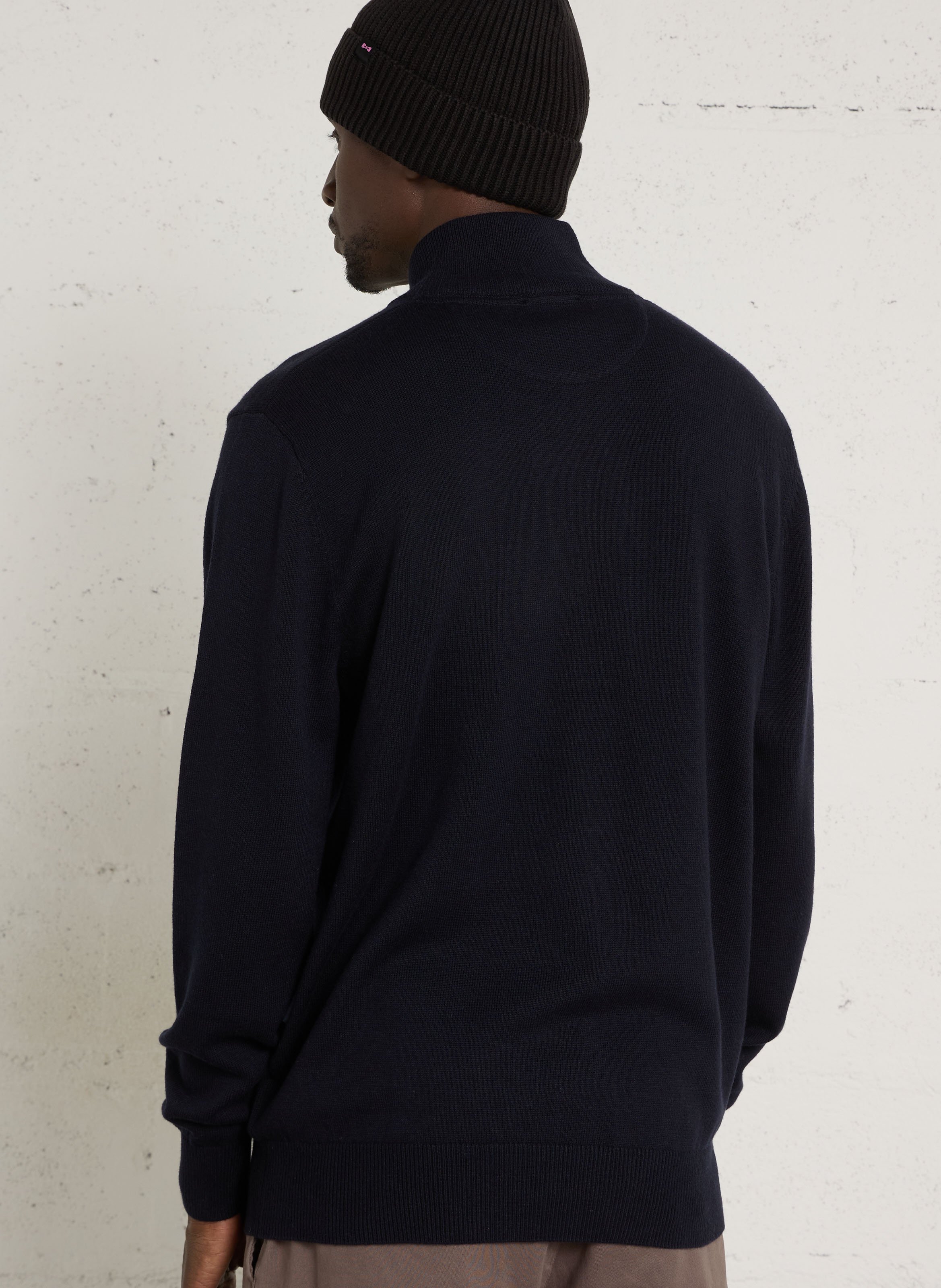 Pullover mit Stehkragen und Reißverschluss aus Wolle und Baumwolle EDEN PARK Blau
