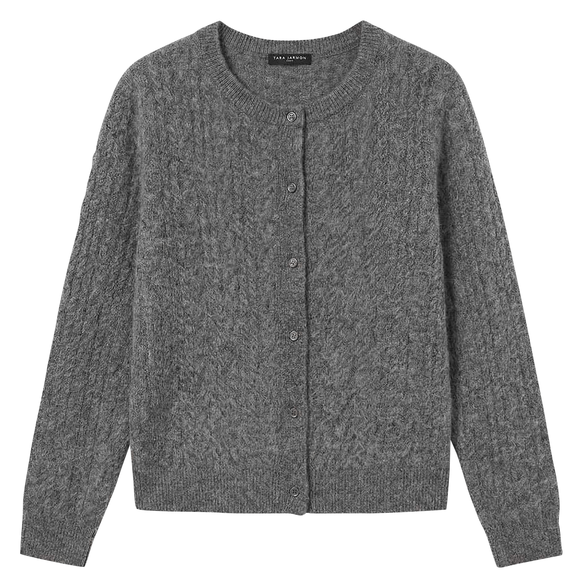 Plain straight-fit crew-neck wool cardigan TARA JARMON Grey