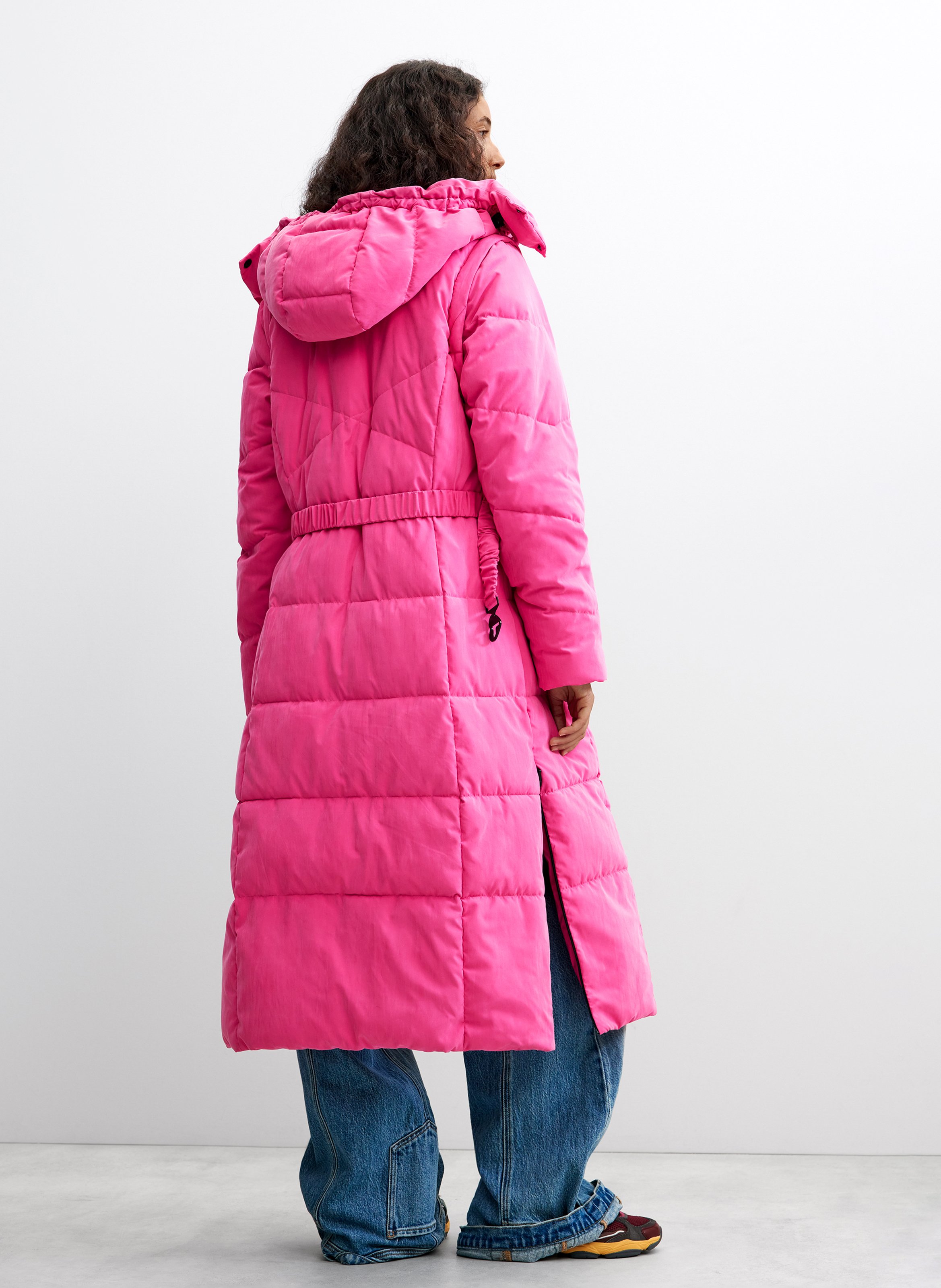 Doudoune longue à capuche unie DESIGUAL Rouge