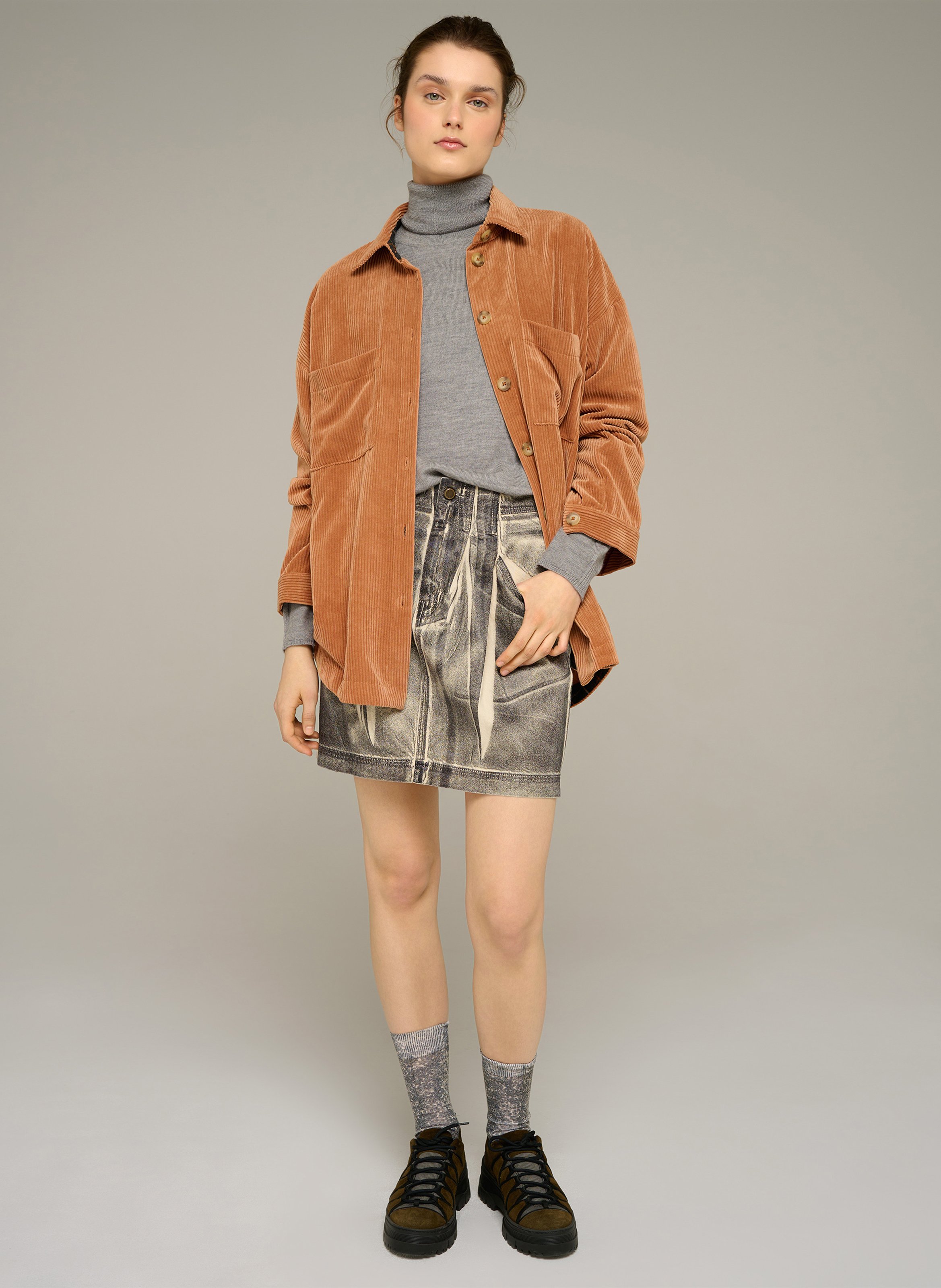 Straight corduroy shirt COTELAC ACOTE Brown