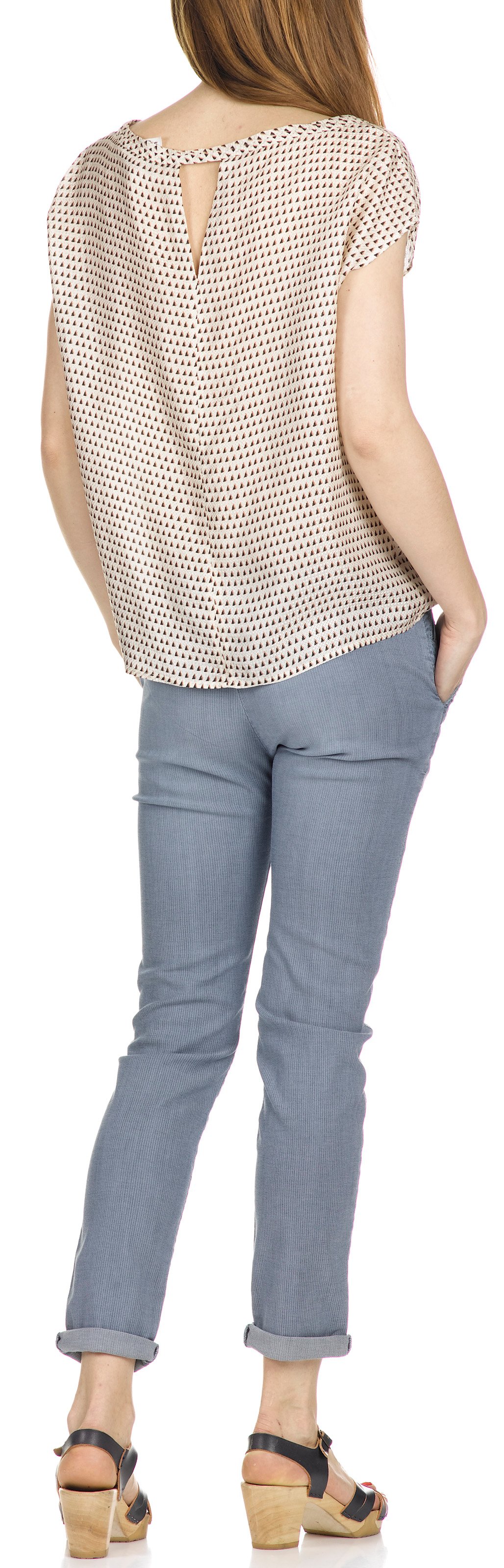 Graphic-print fluid top ATTIC AND BARN Beige