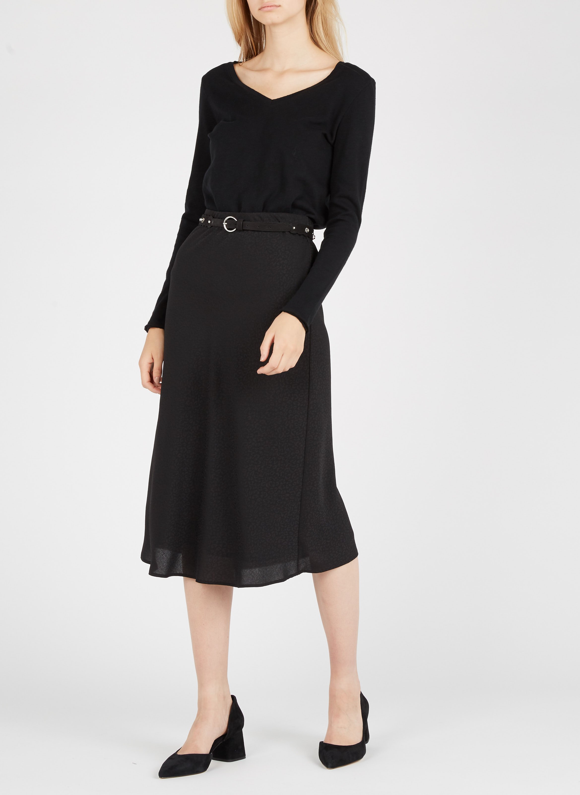 V-neck cotton T-shirt Black