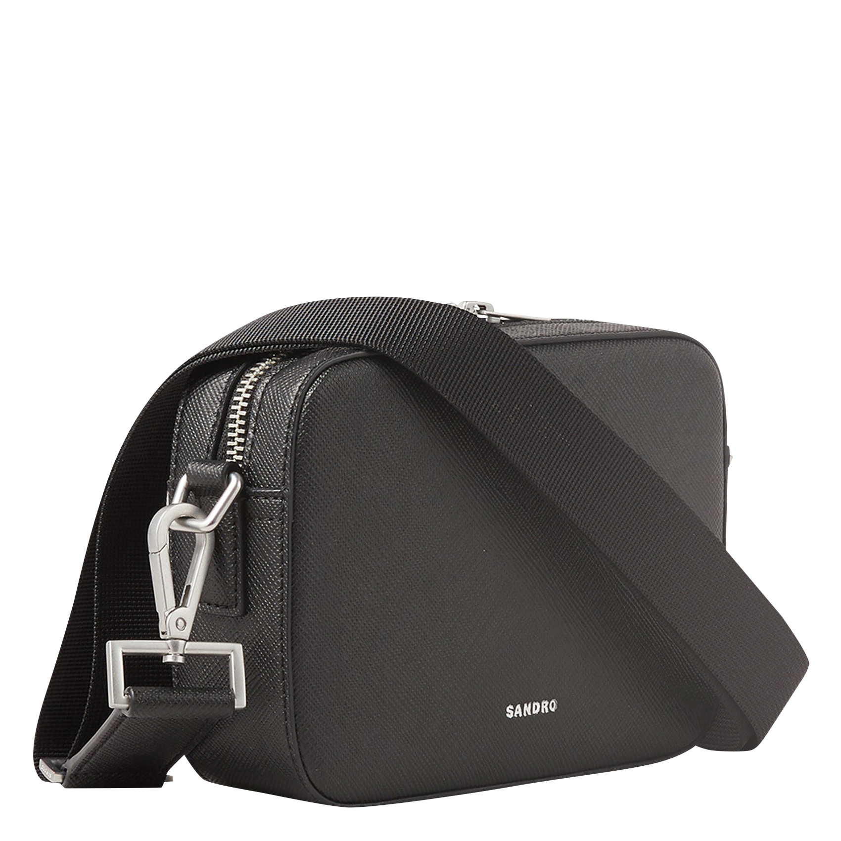 Schoudertas van gerecycled leer SANDRO Zwart