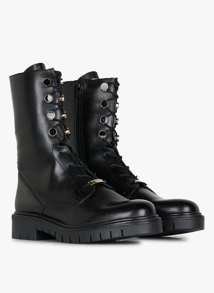 Bottines lacets en cuir Noir