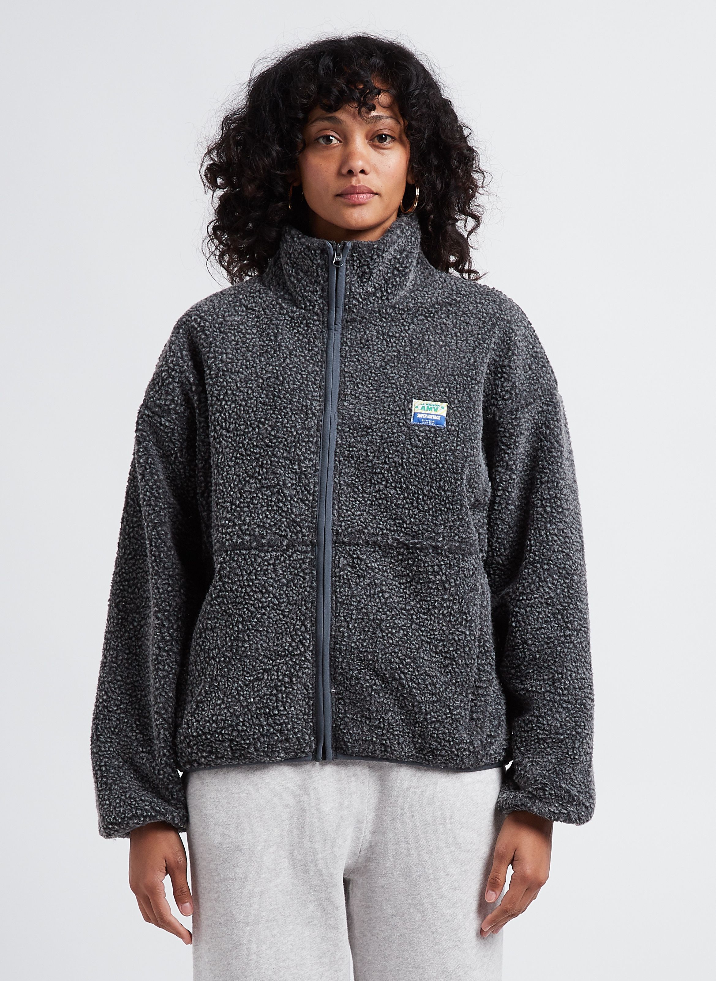 Grey Zip-up fleece jacket