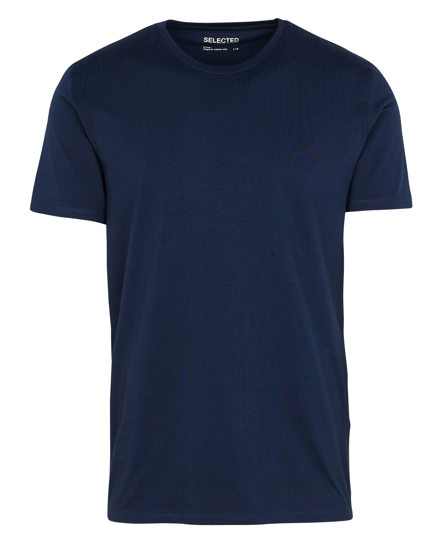 Short-sleeved organic cotton blend t-shirt SELECTED Blue