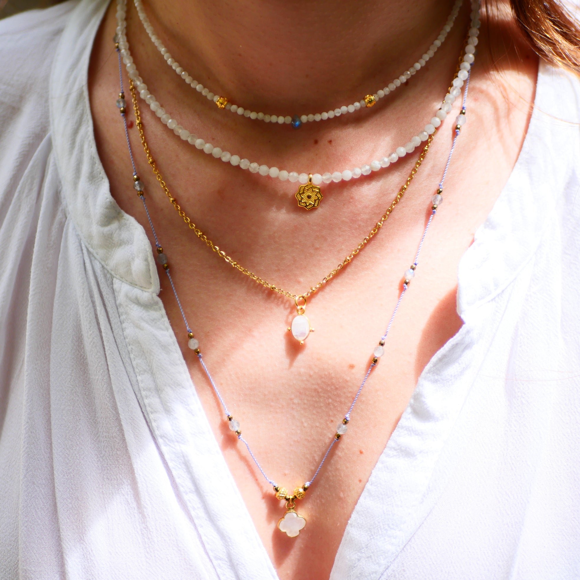 Moonstone necklace GINANDGER White