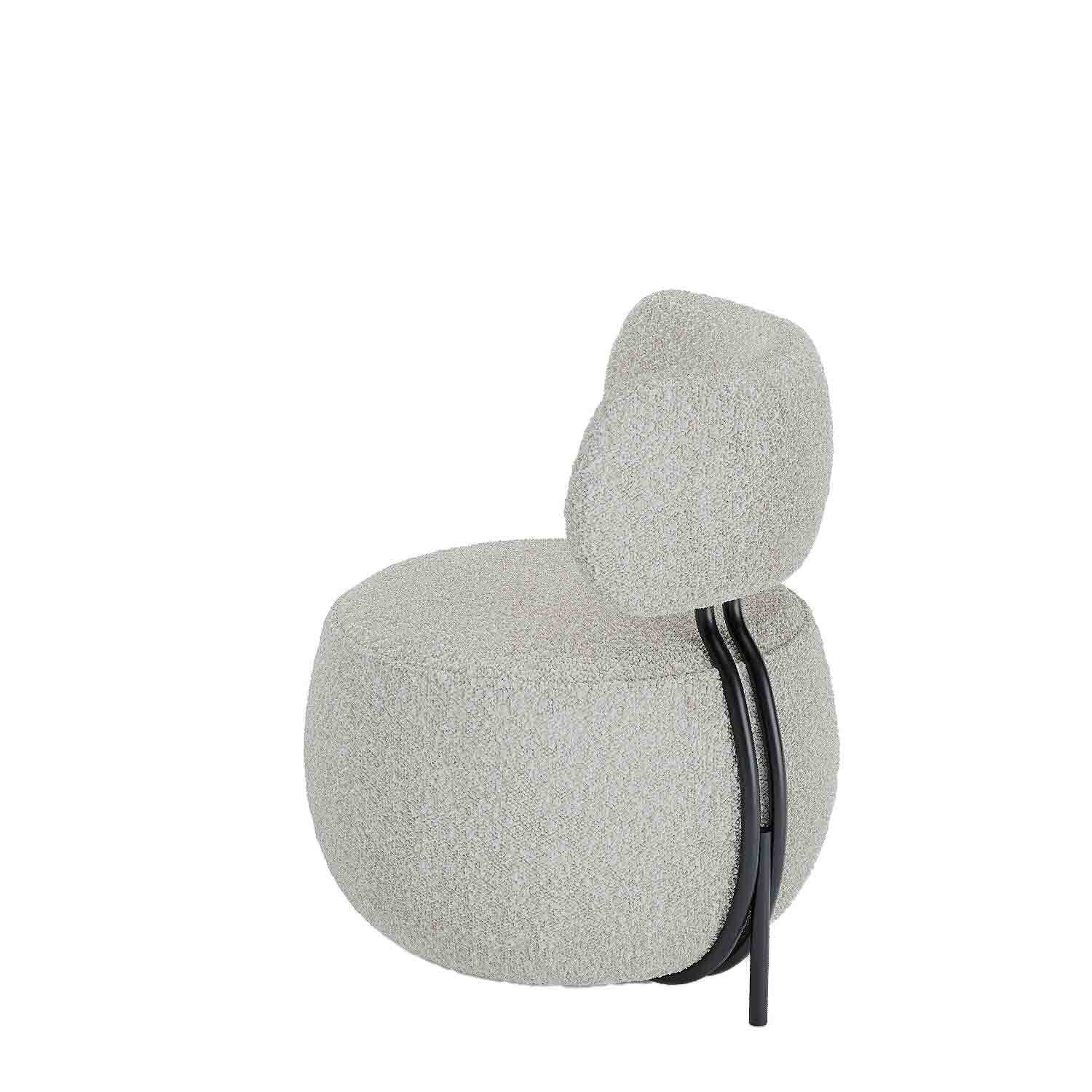 Cream bouclé wool round armchair POTIRON PARIS Beige