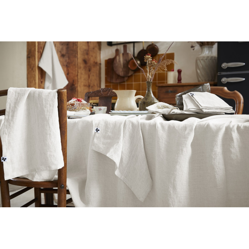 Cotton gauze tablecloth L'EFFET PAPILLON White