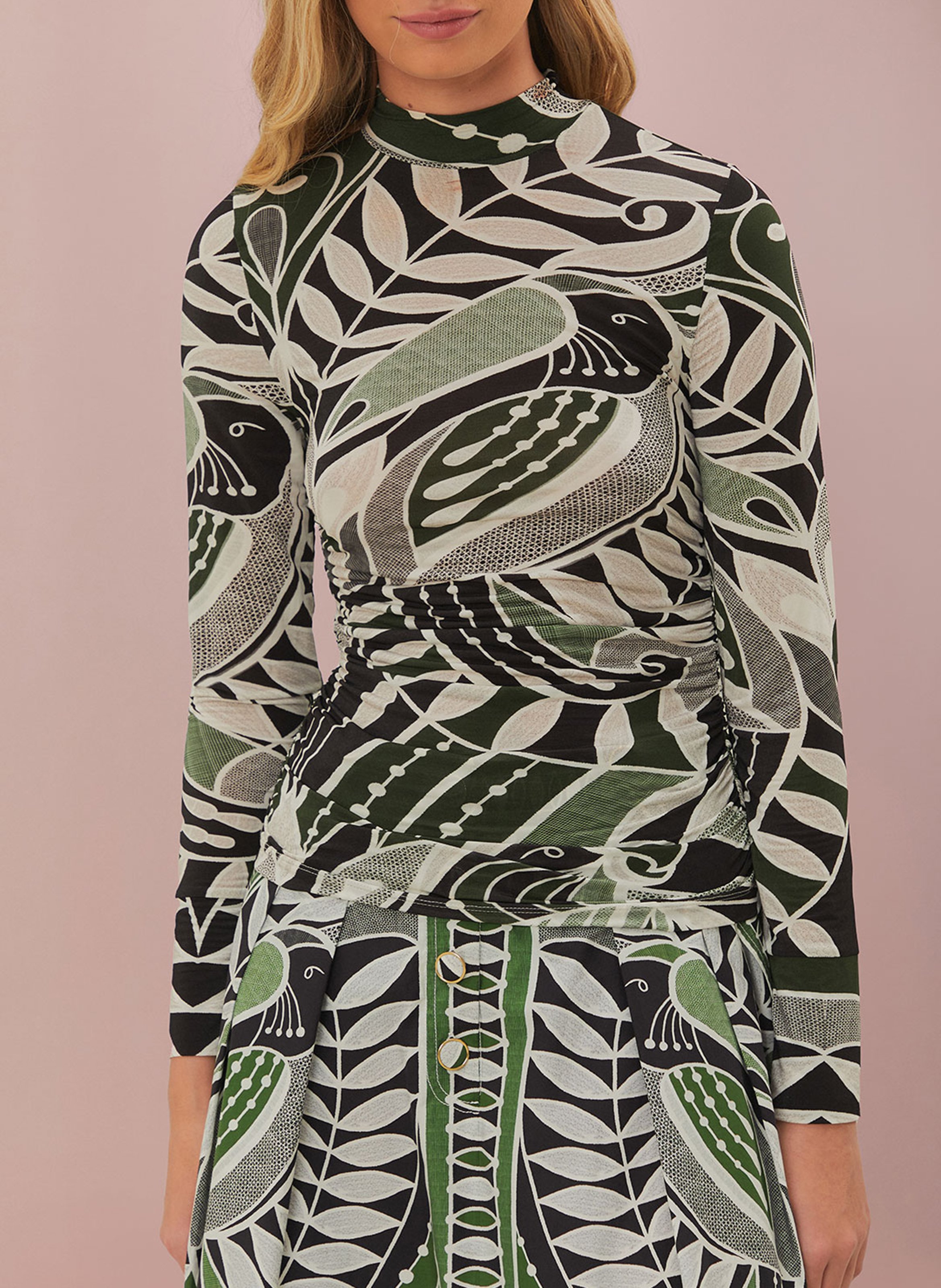 Printed round-neck tank top FARM RIO Black