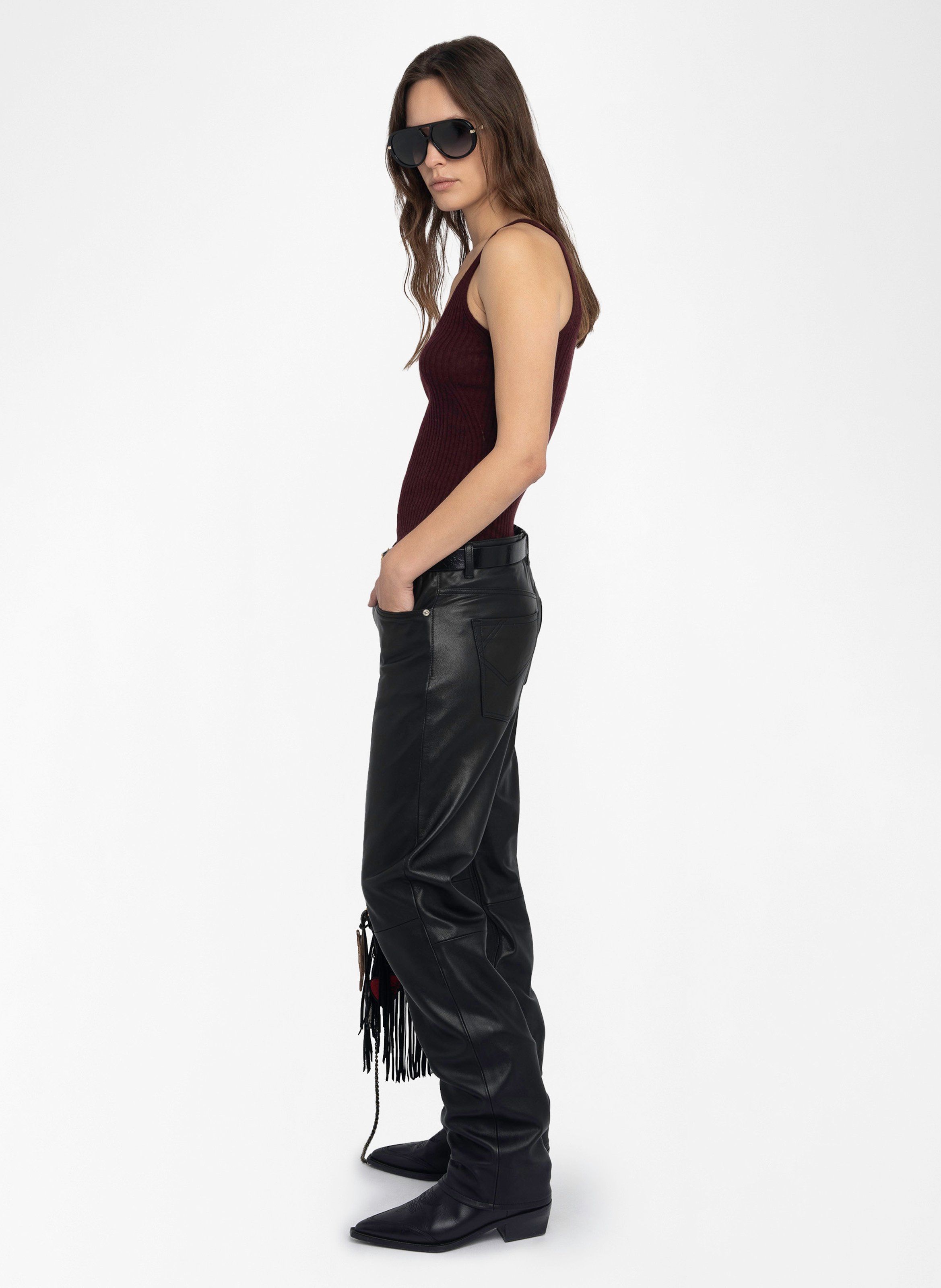 Débardeur côtelé en cachemire ZADIG&VOLTAIRE Violet