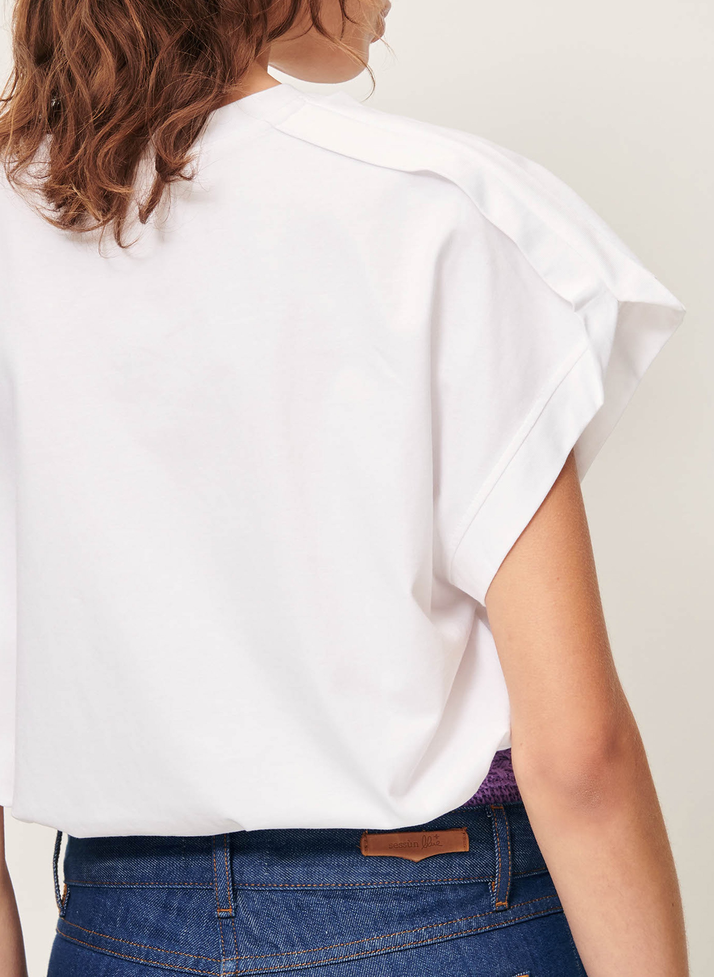 Tee-shirt court ample uni en coton SESSUN Blanc