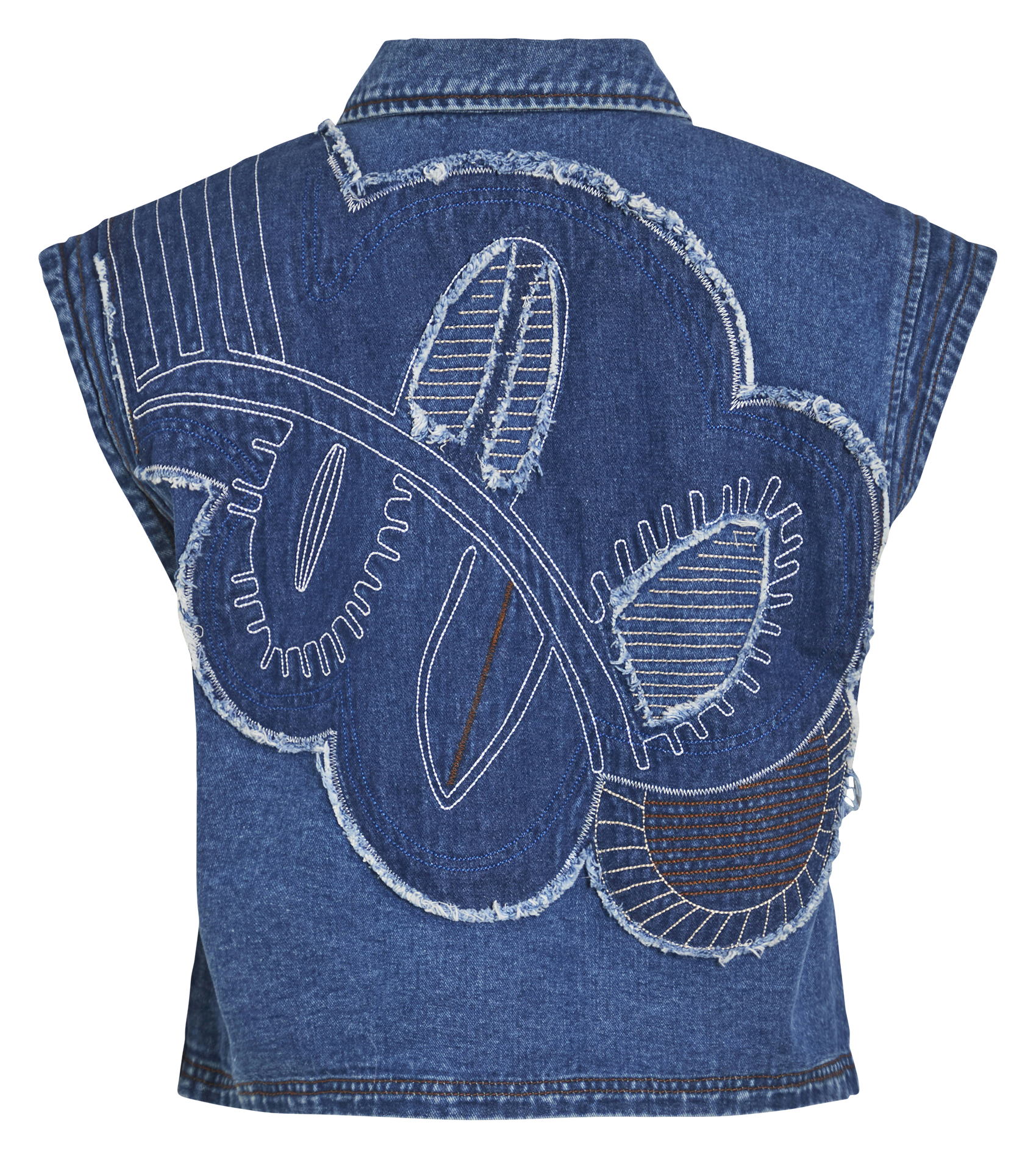 Veste en jean sans manches brodée VILA Bleu