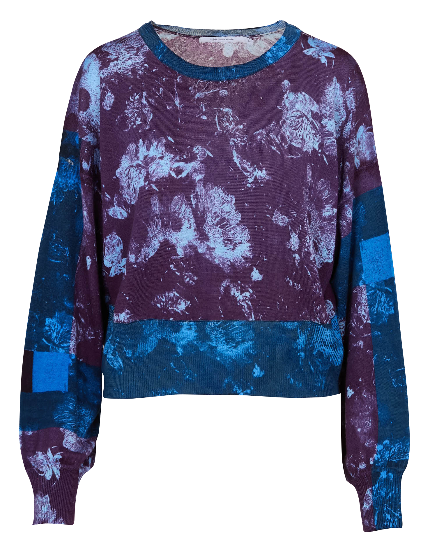 Kurzer weiter Wollpullover mit Muster LA FEE MARABOUTEE Violett