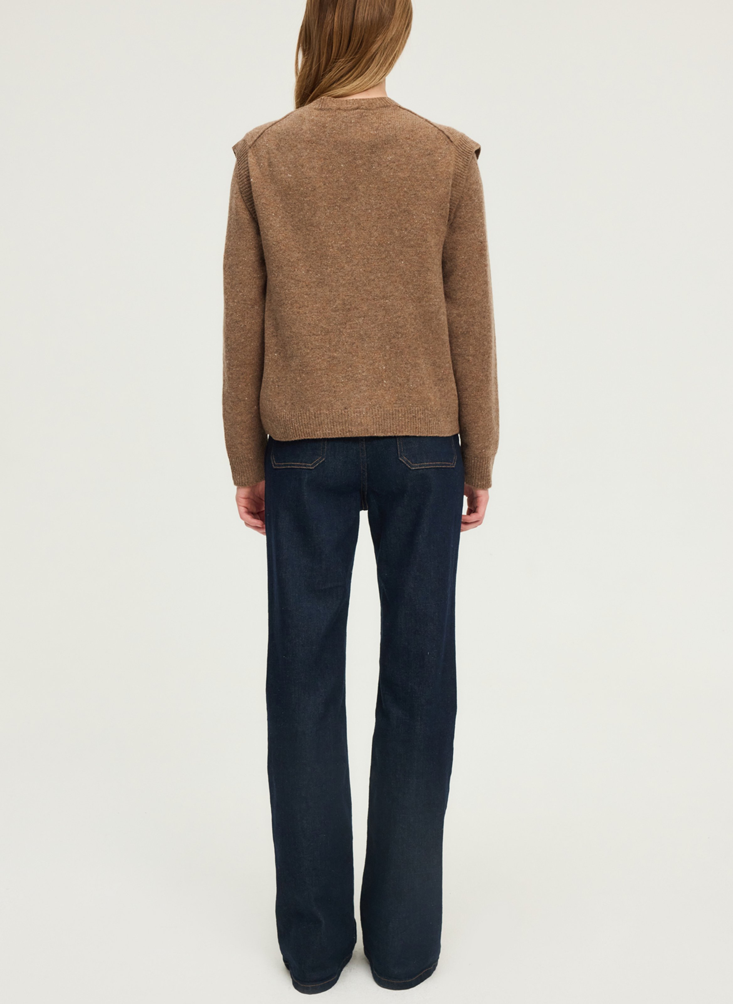 Mouwloos, wollen vest met V-hals PABLO Bruin