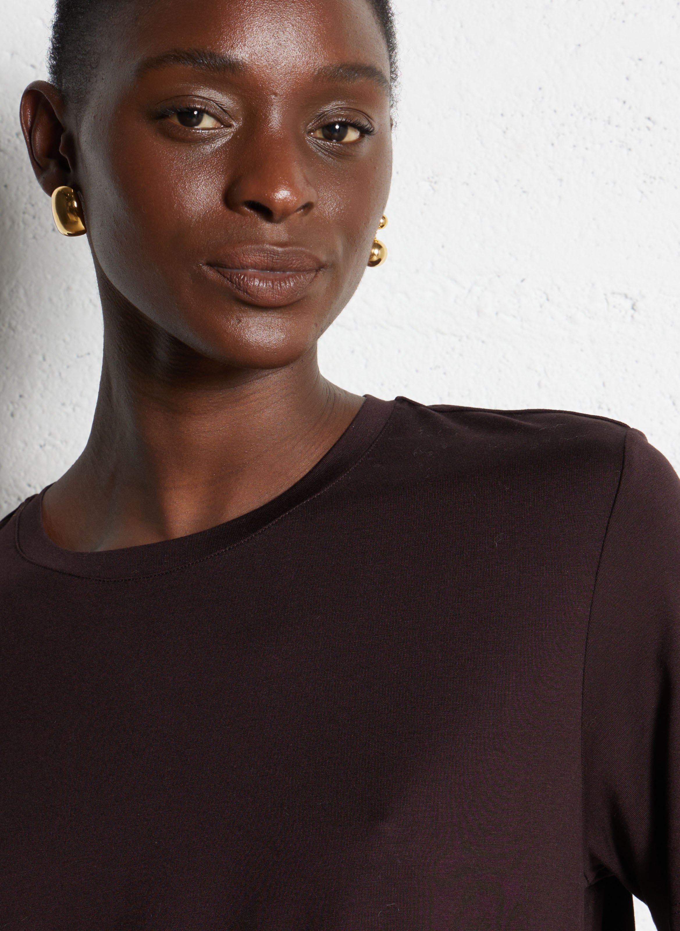 Tee-shirt oversize col rond  MAJESTIC FILATURES Prune